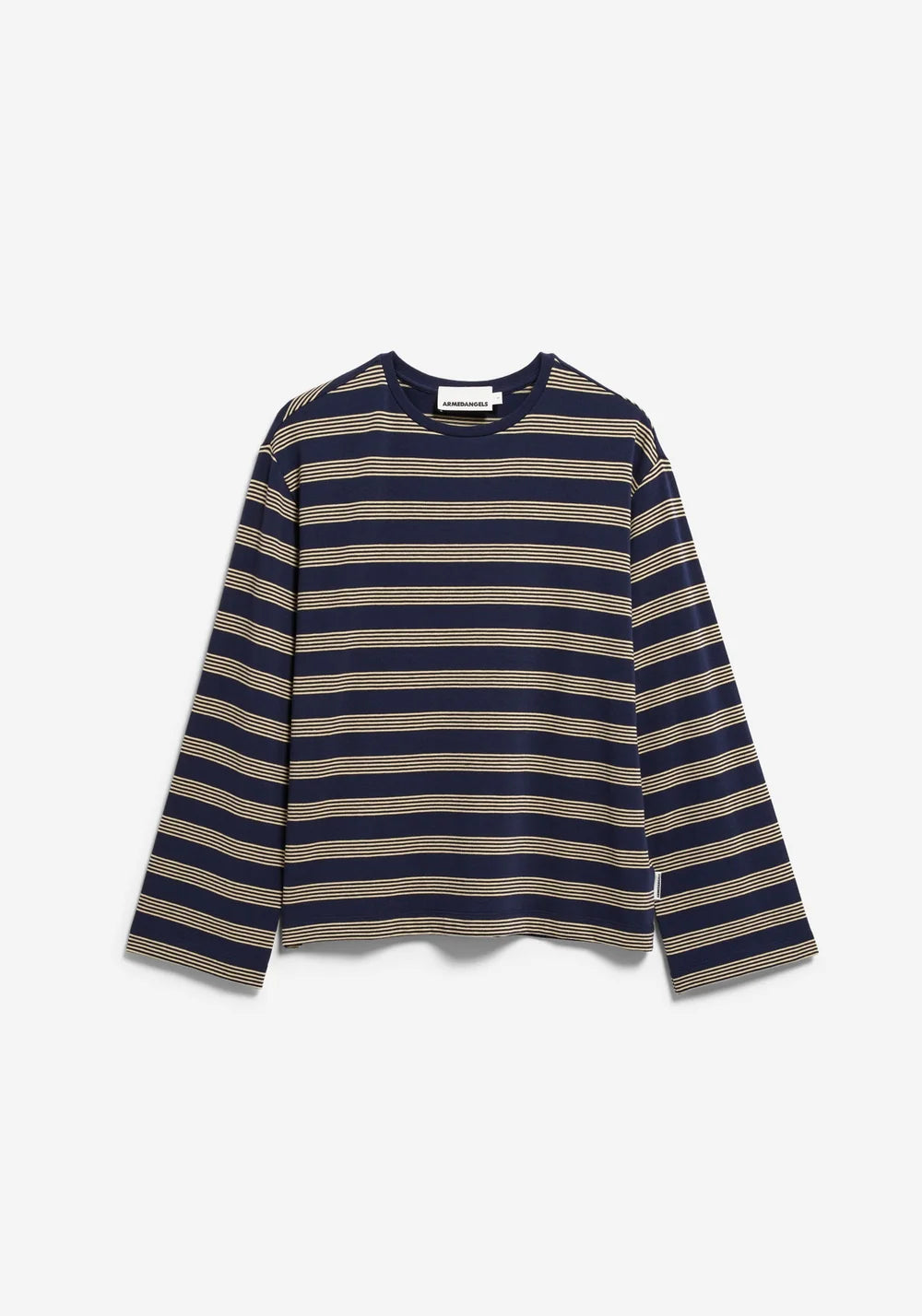 Armed Angels- Marynaa Fine Stripe Top in Tinted Navy Golden Hay