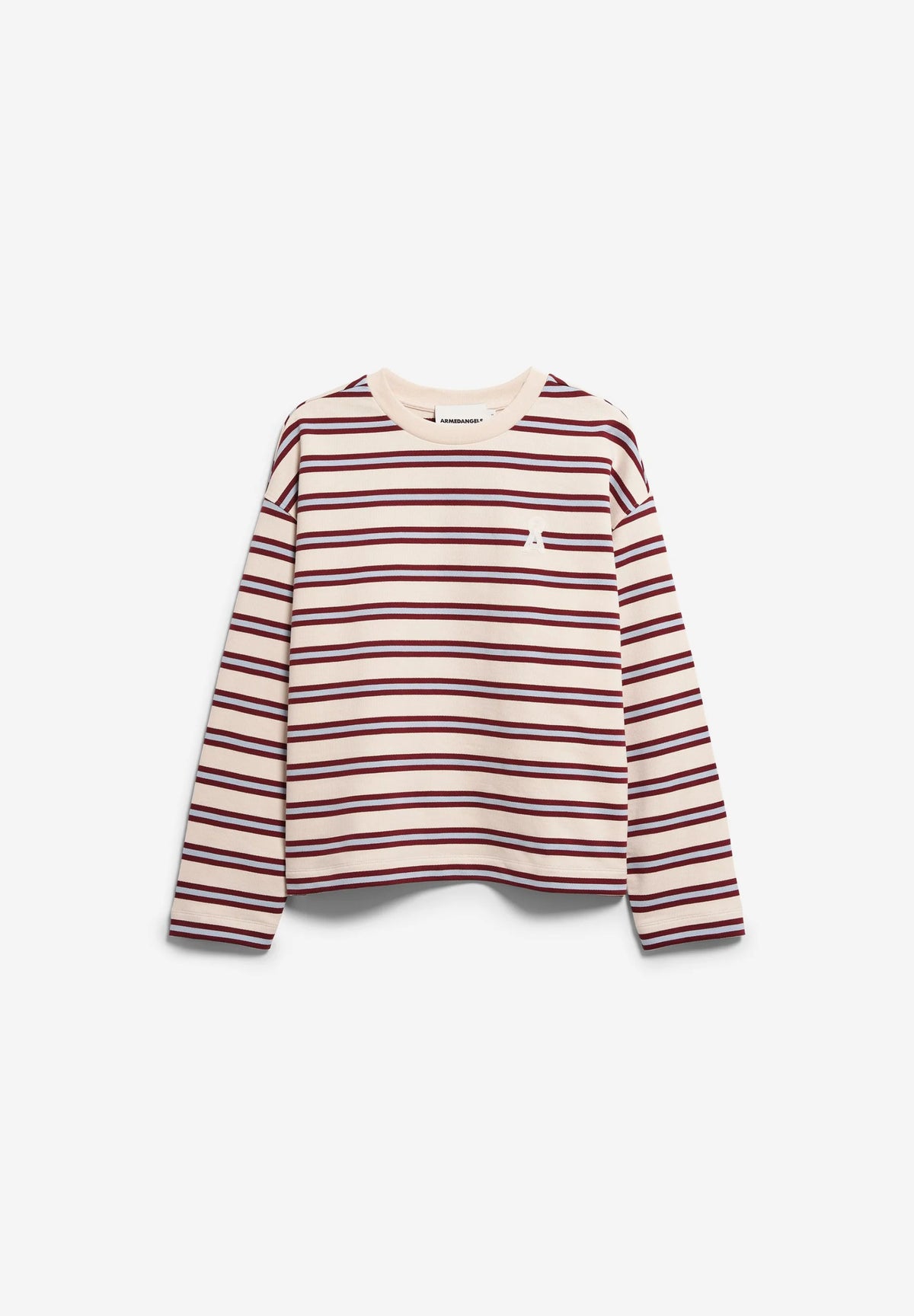 Armed Angels- Iconic Å Frankaa Bold Sweatshirt in Velvet Red- Soft Blue
