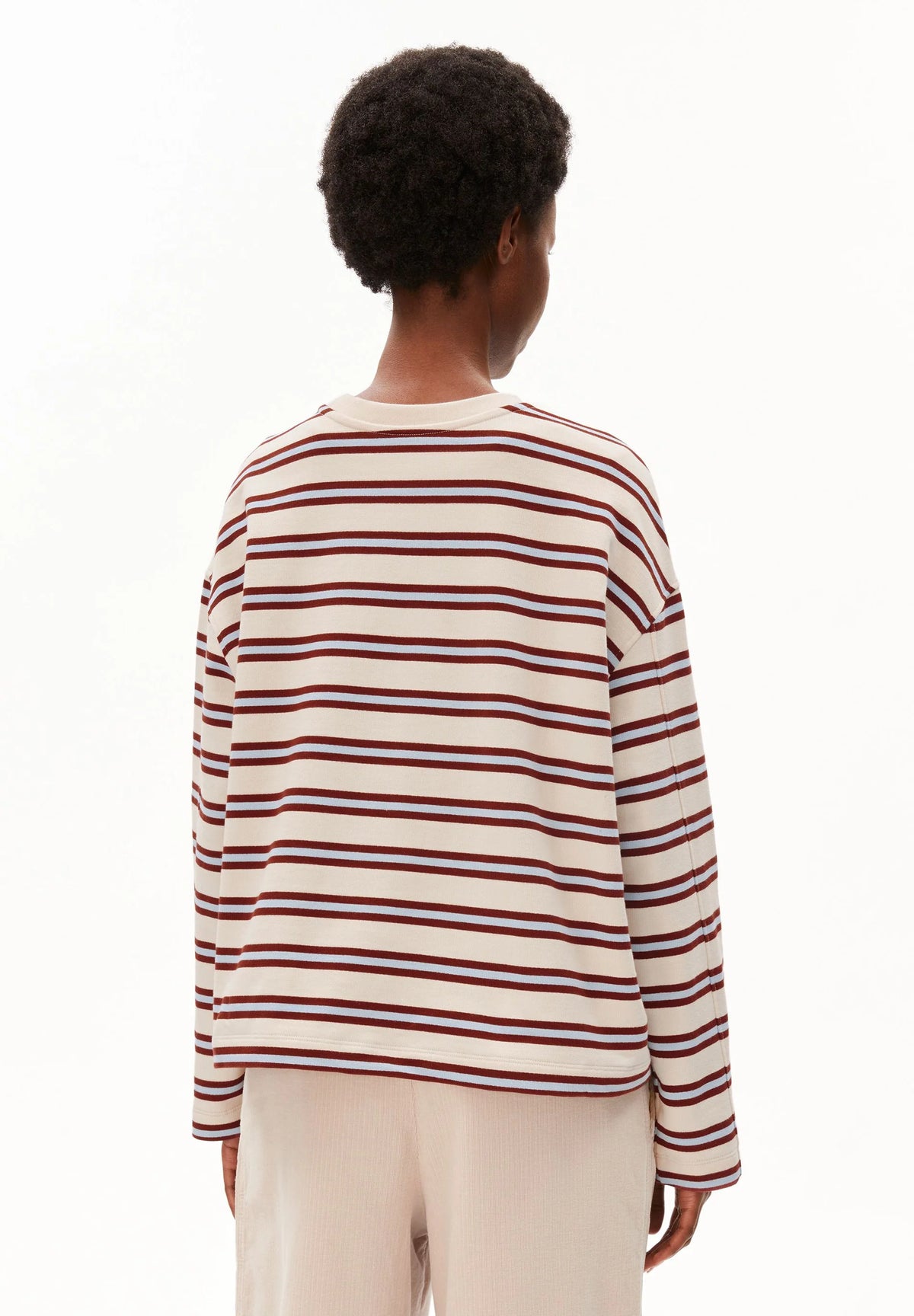 Armed Angels- Iconic Å Frankaa Bold Sweatshirt in Velvet Red- Soft Blue