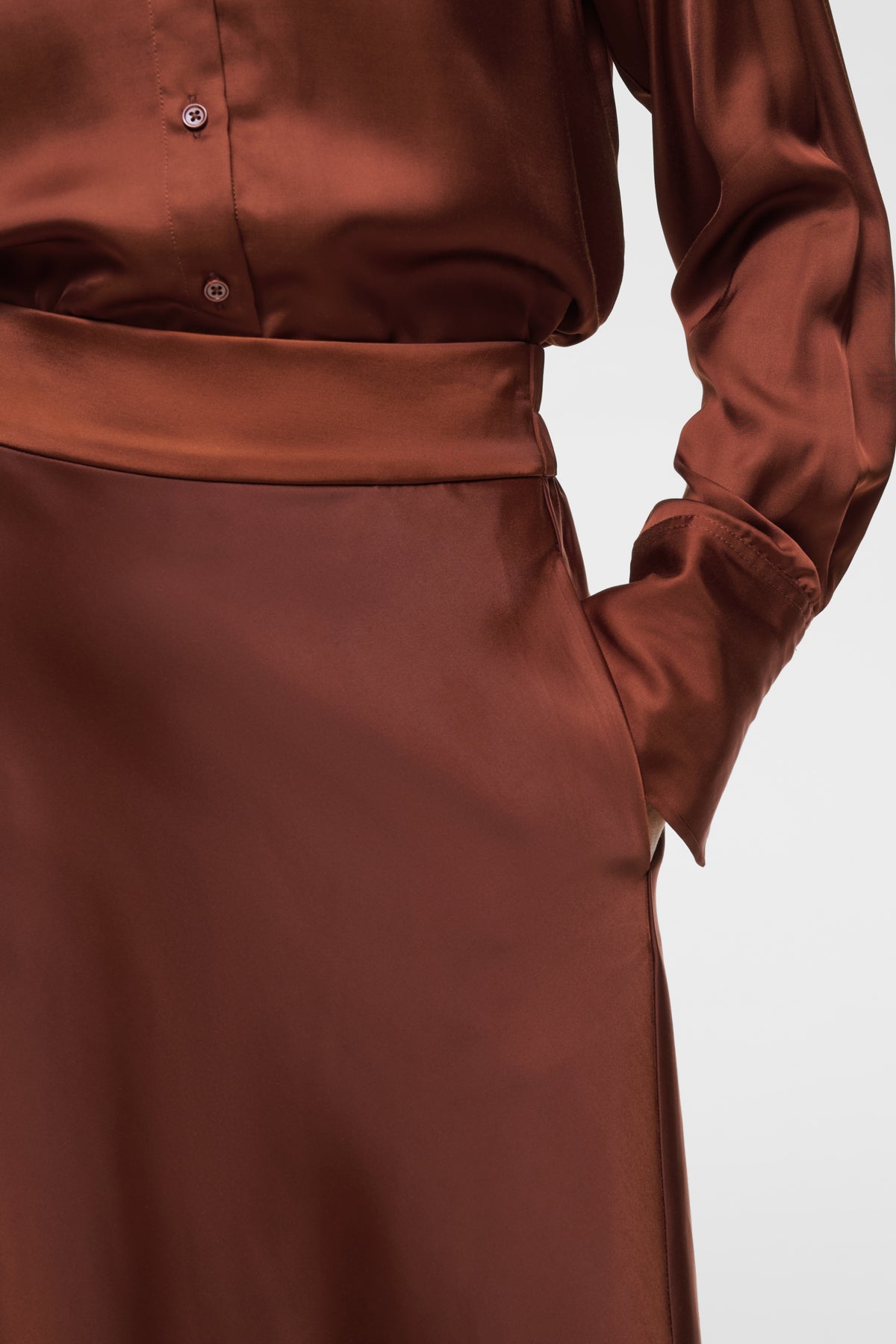 InWear- Zilky Midi Skirt in Brandy Brown