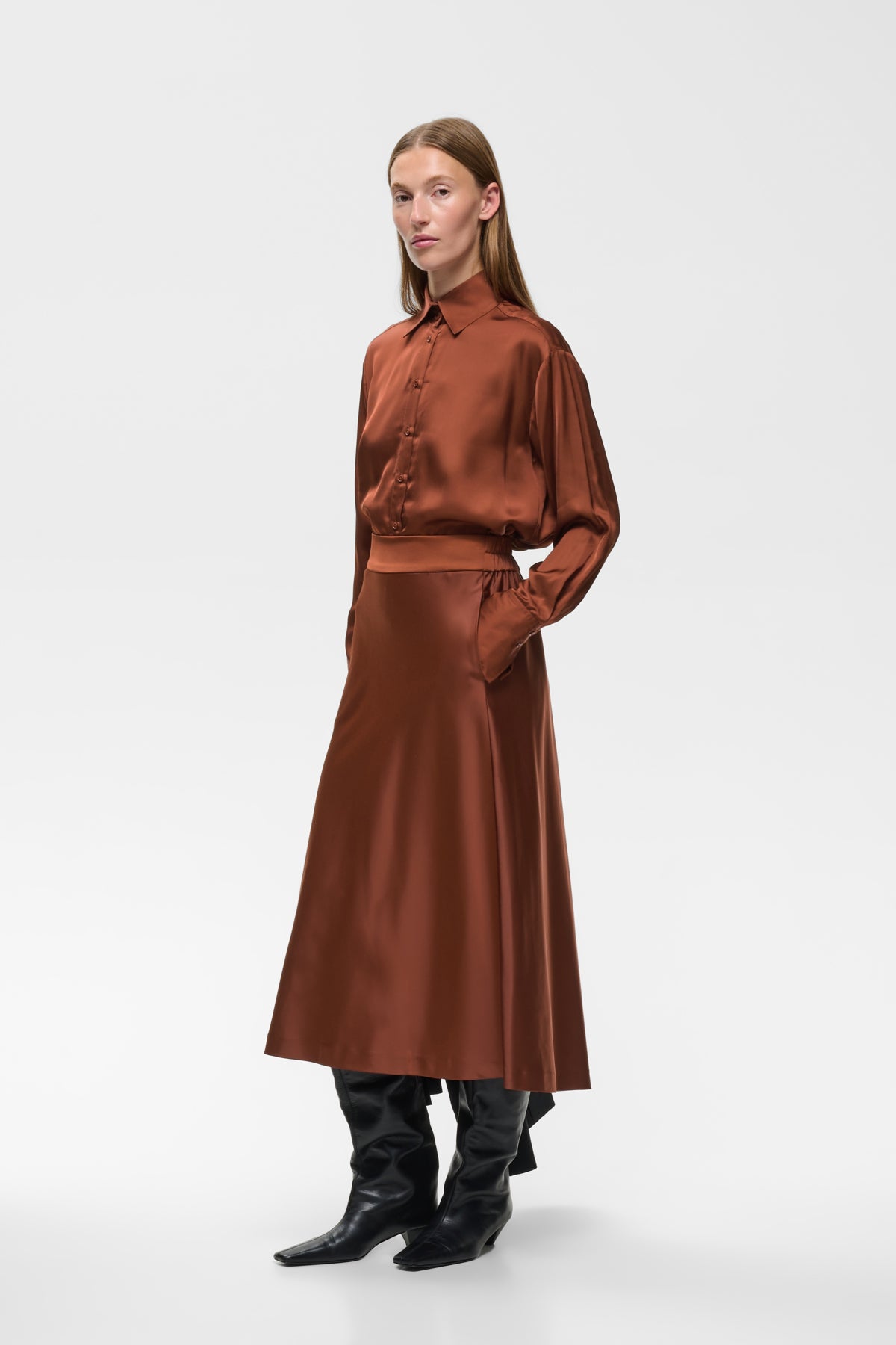 InWear- Zilky Midi Skirt in Brandy Brown