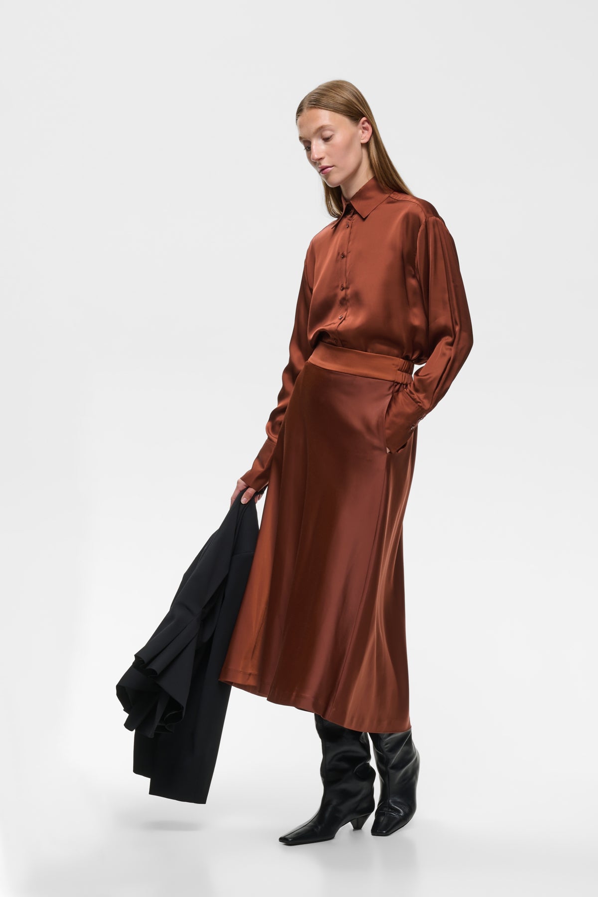 InWear- Zilky Midi Skirt in Brandy Brown