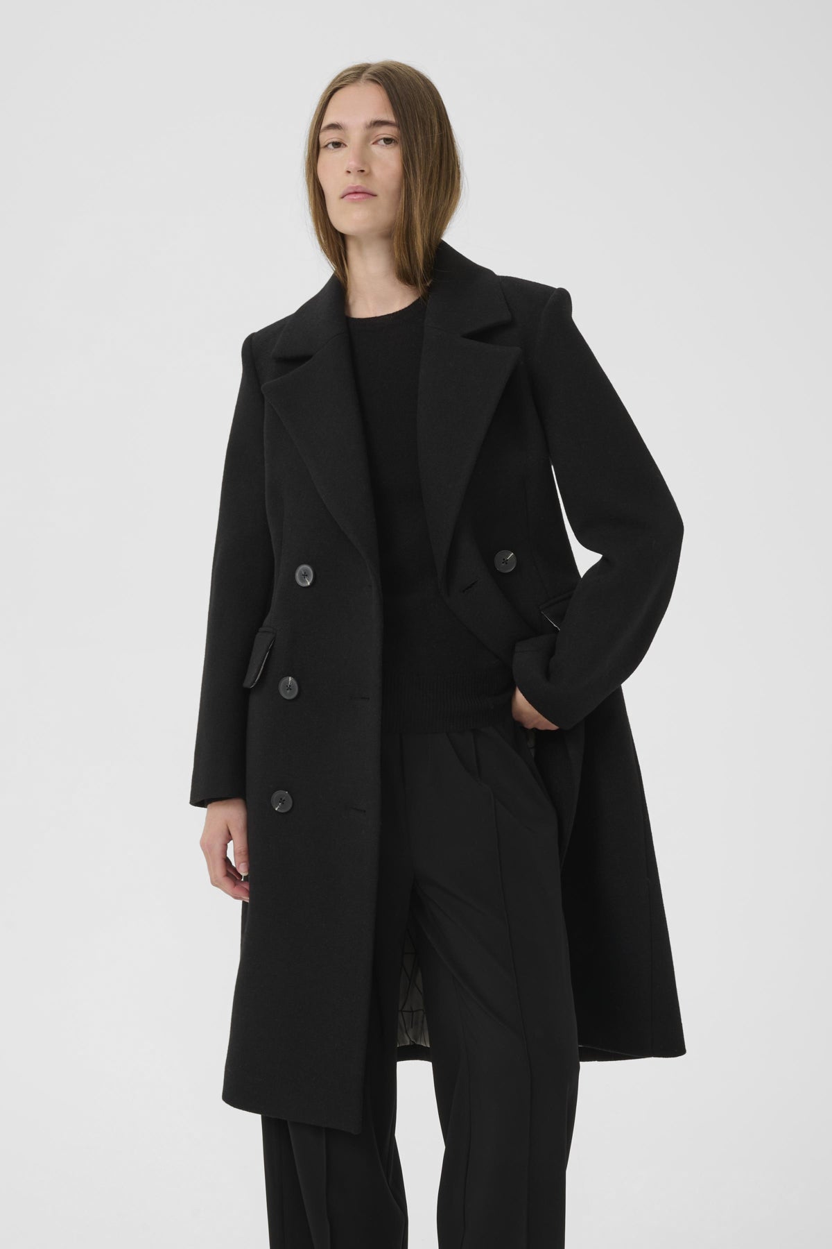 InWear- Thora Lapel Coat in Black