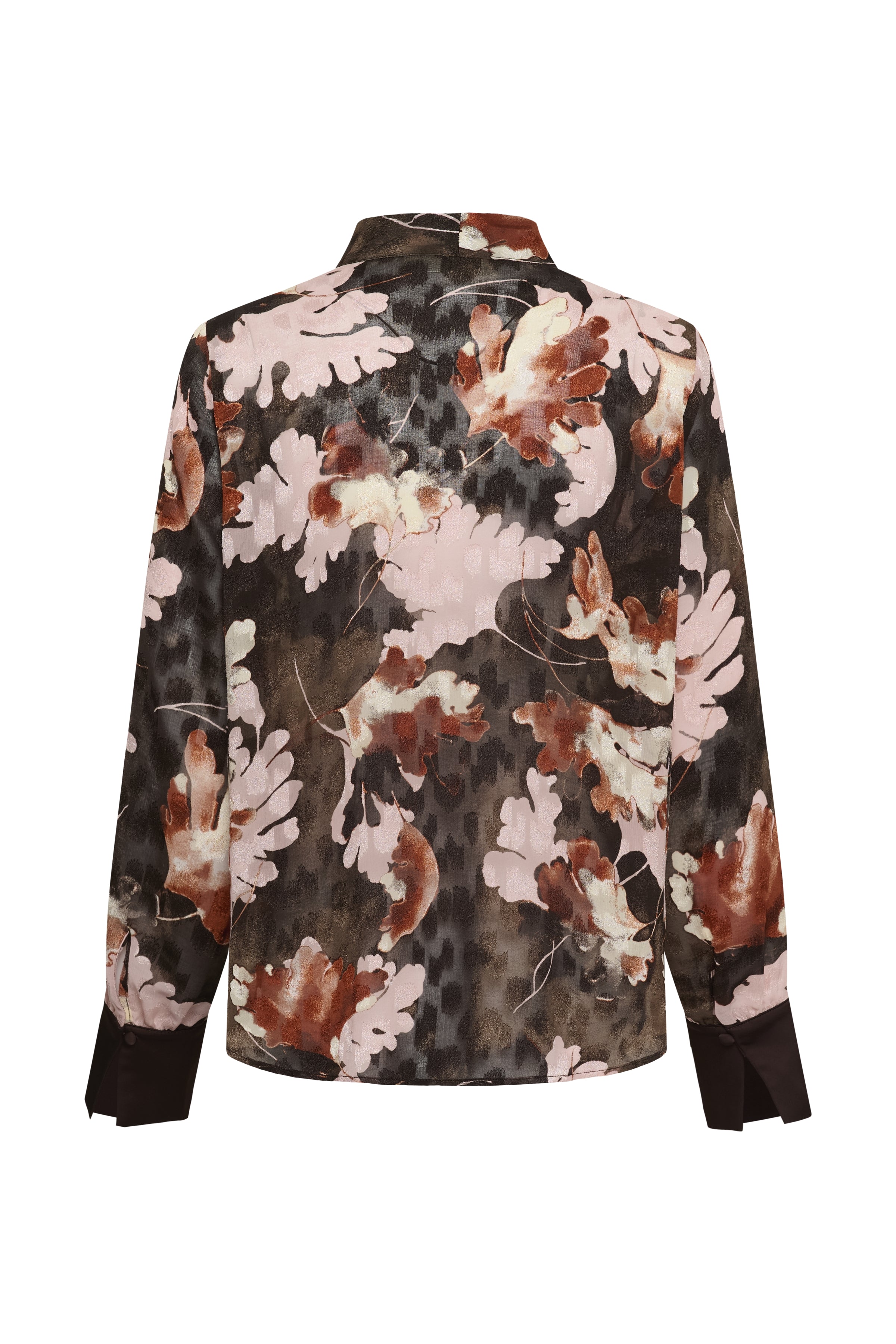 InWear- Mason V-Neck Blouse in Brown with Pink Fall Leaves