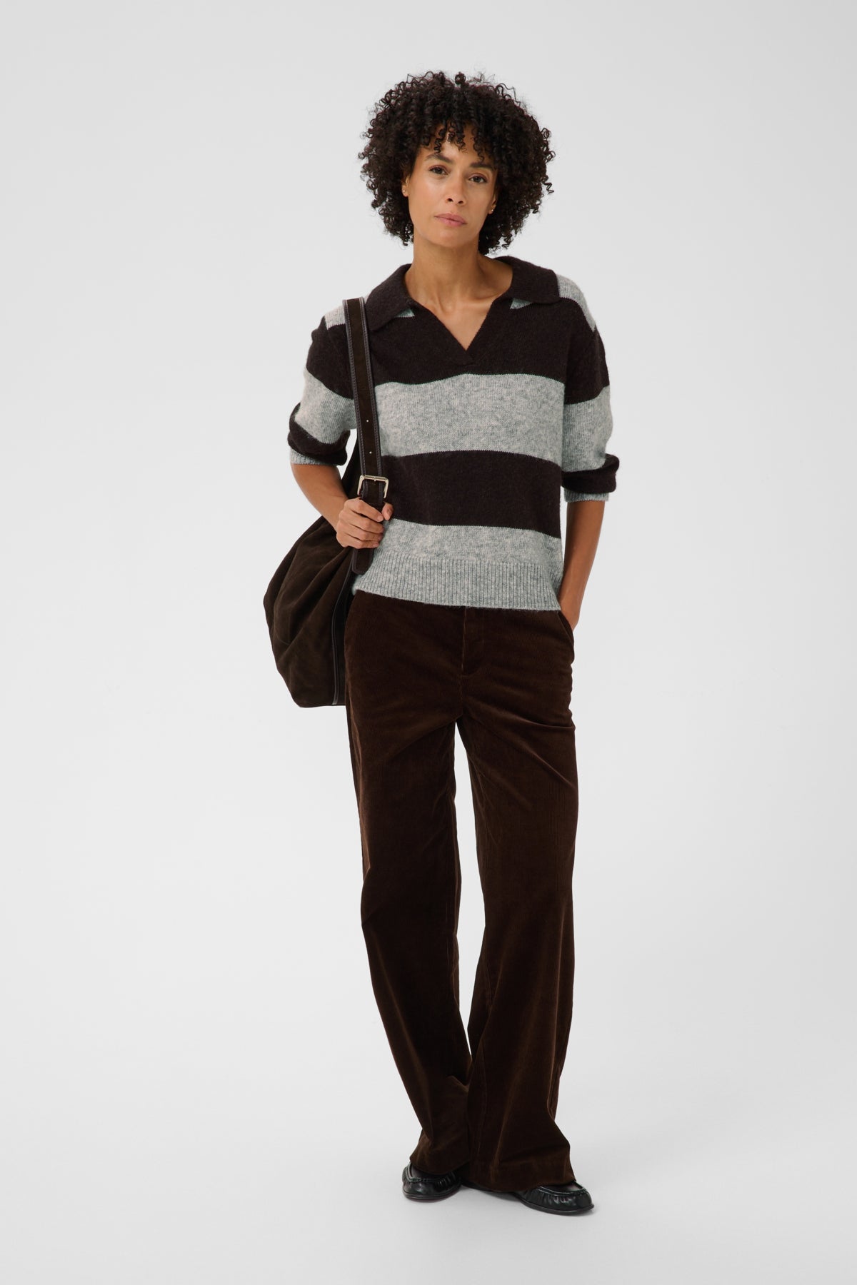 Part Two- Charlott Striped Pullover in Mole