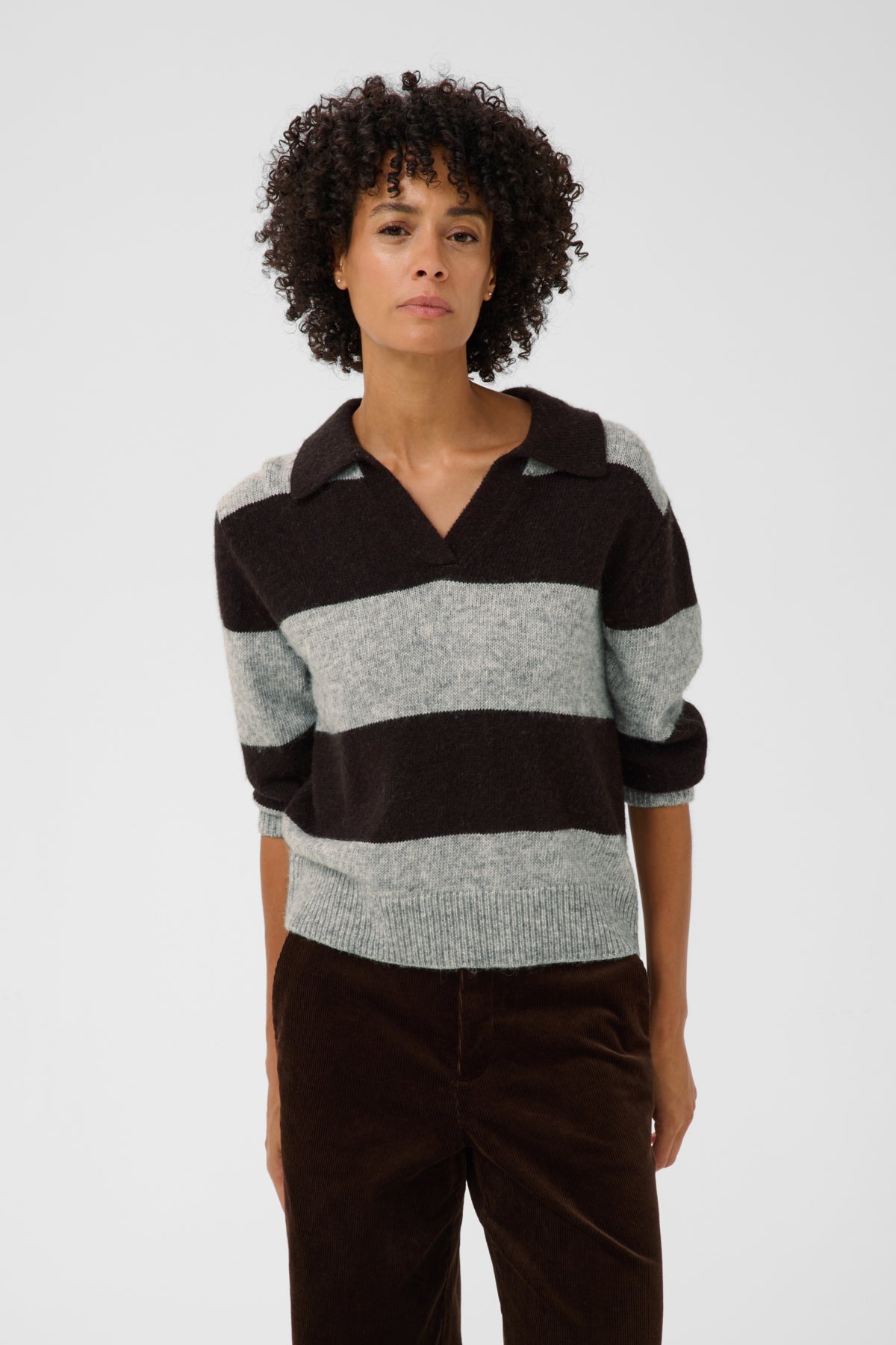 Part Two- Charlott Striped Pullover in Mole