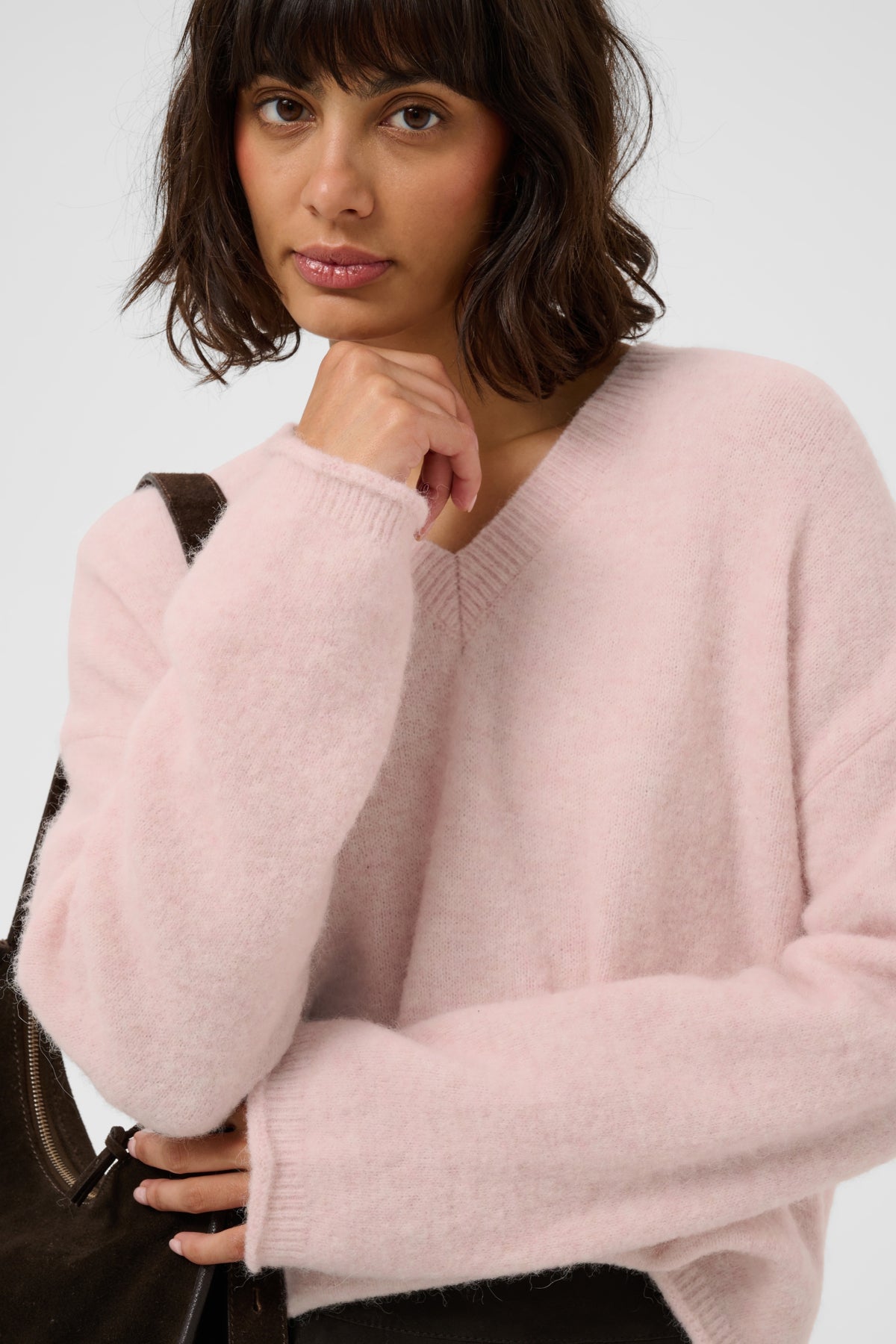 Part Two- Chanilla V-Neck Pullover in Light Pink