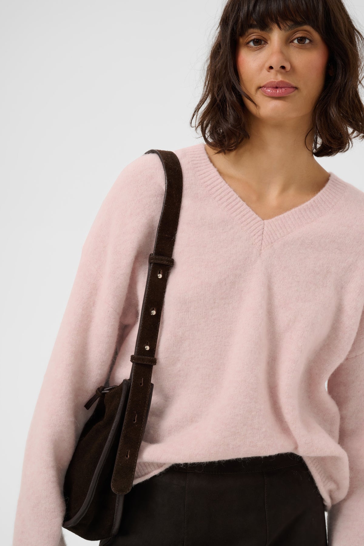 Part Two- Chanilla V-Neck Pullover in Light Pink