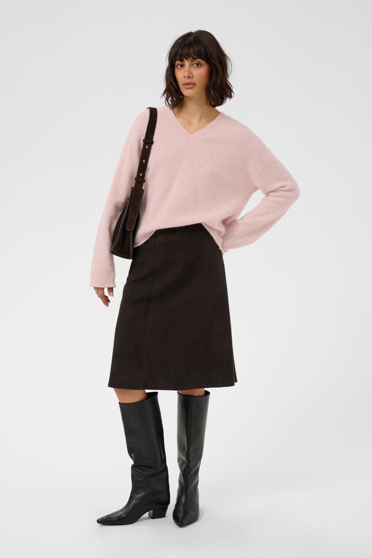 Part Two- Chanilla V-Neck Pullover in Light Pink