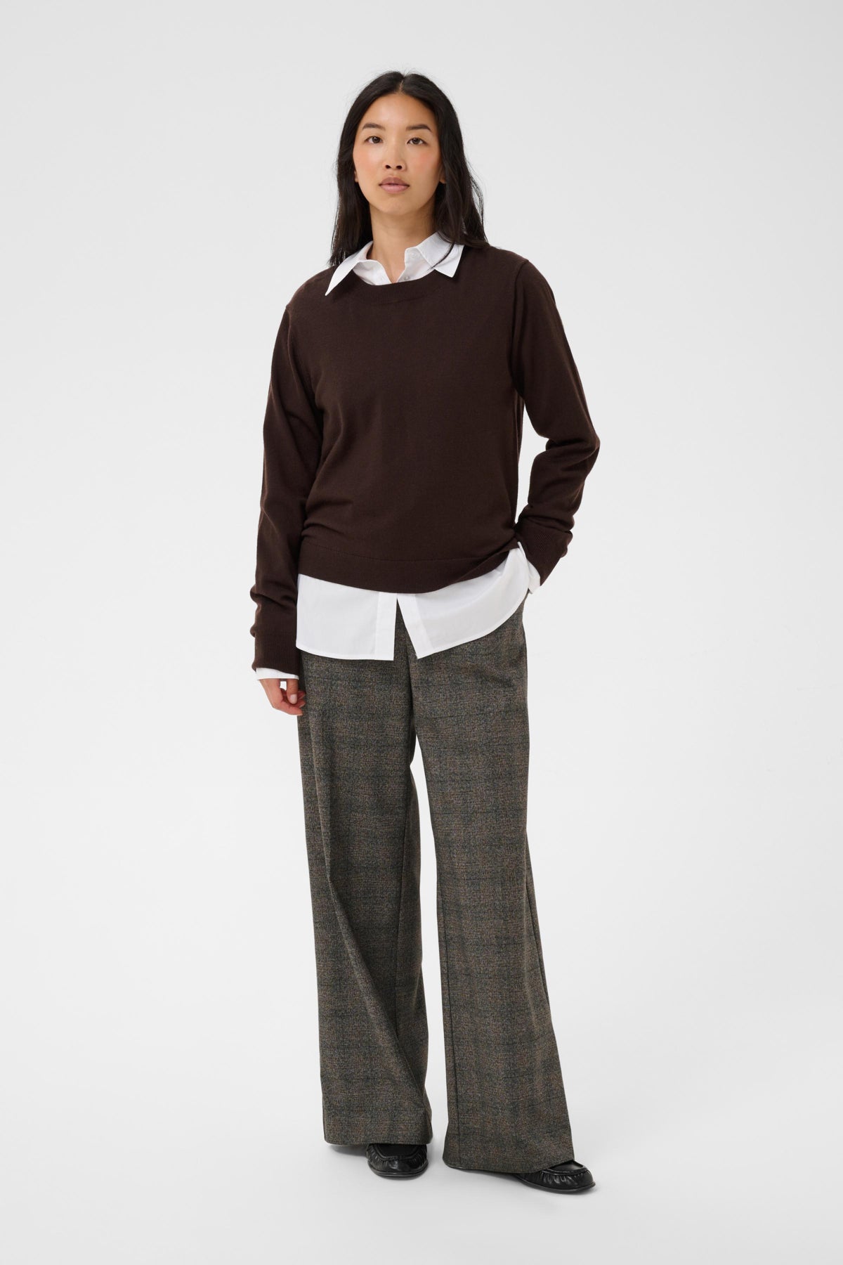 Part Two- Ninni Wide Trousers in Black Check