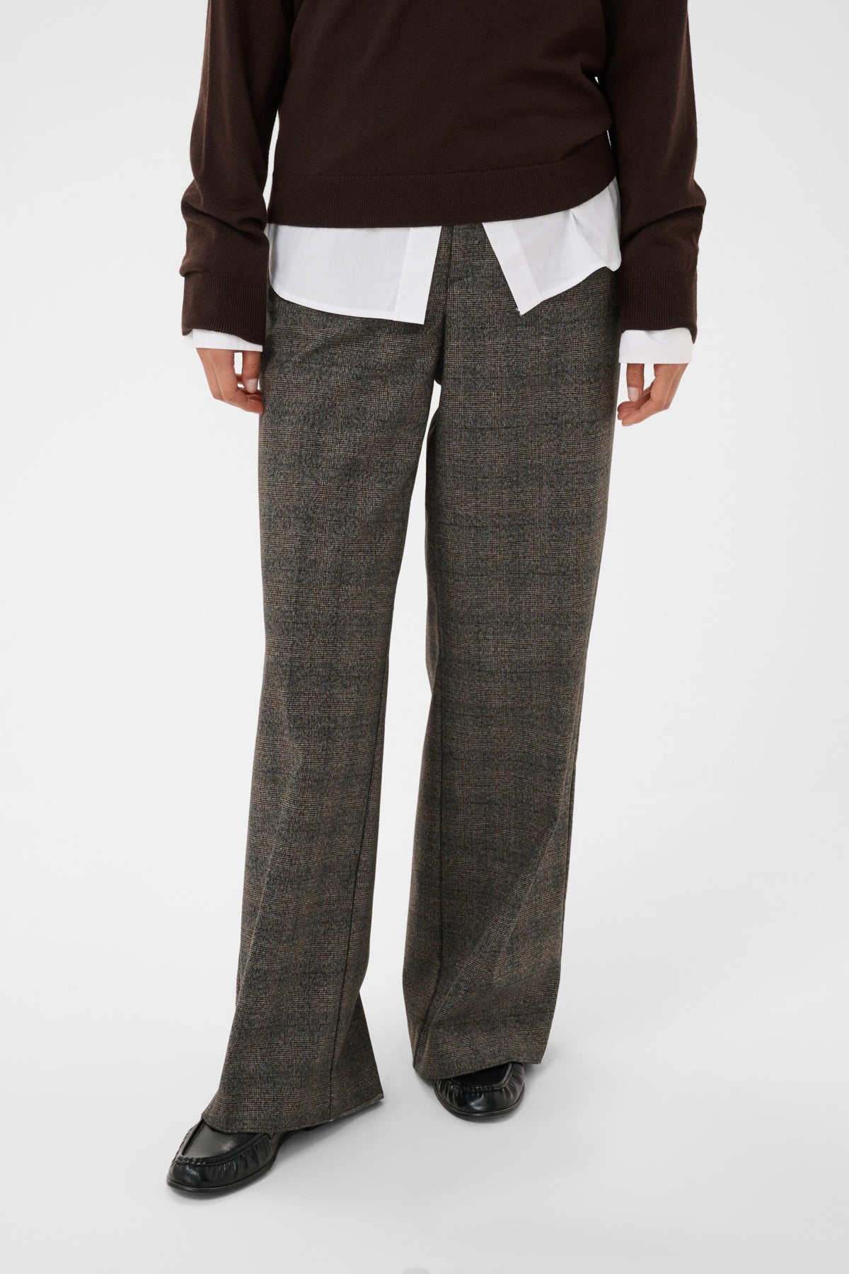 Part Two- Ninni Wide Trousers in Black Check