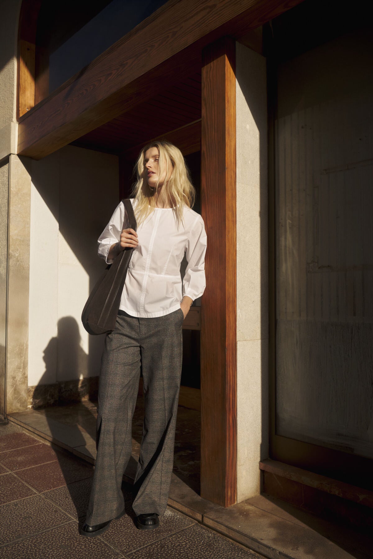 Part Two- Ninni Wide Trousers in Black Check