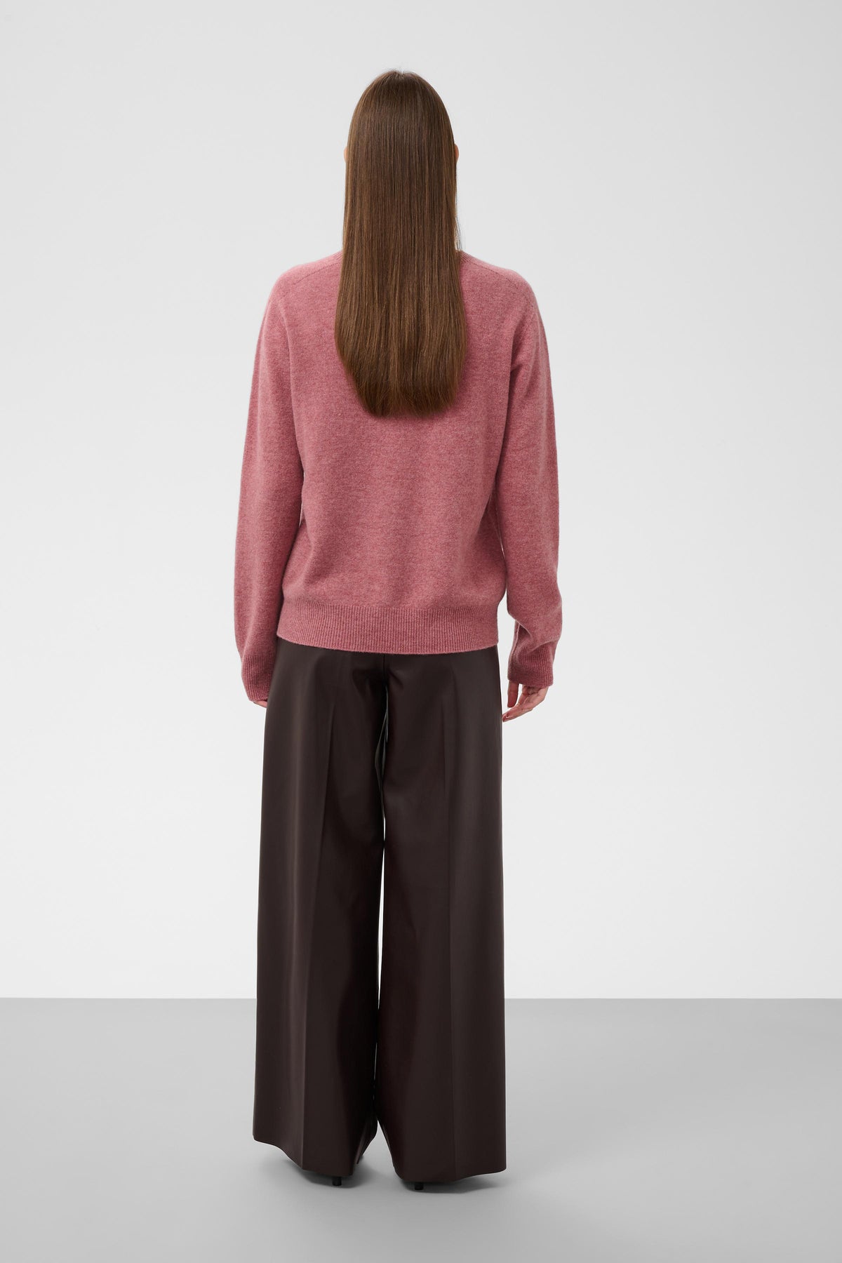 Soaked In Luxury- Sida Crewneck Wool Sweater in Mauvewood Melange