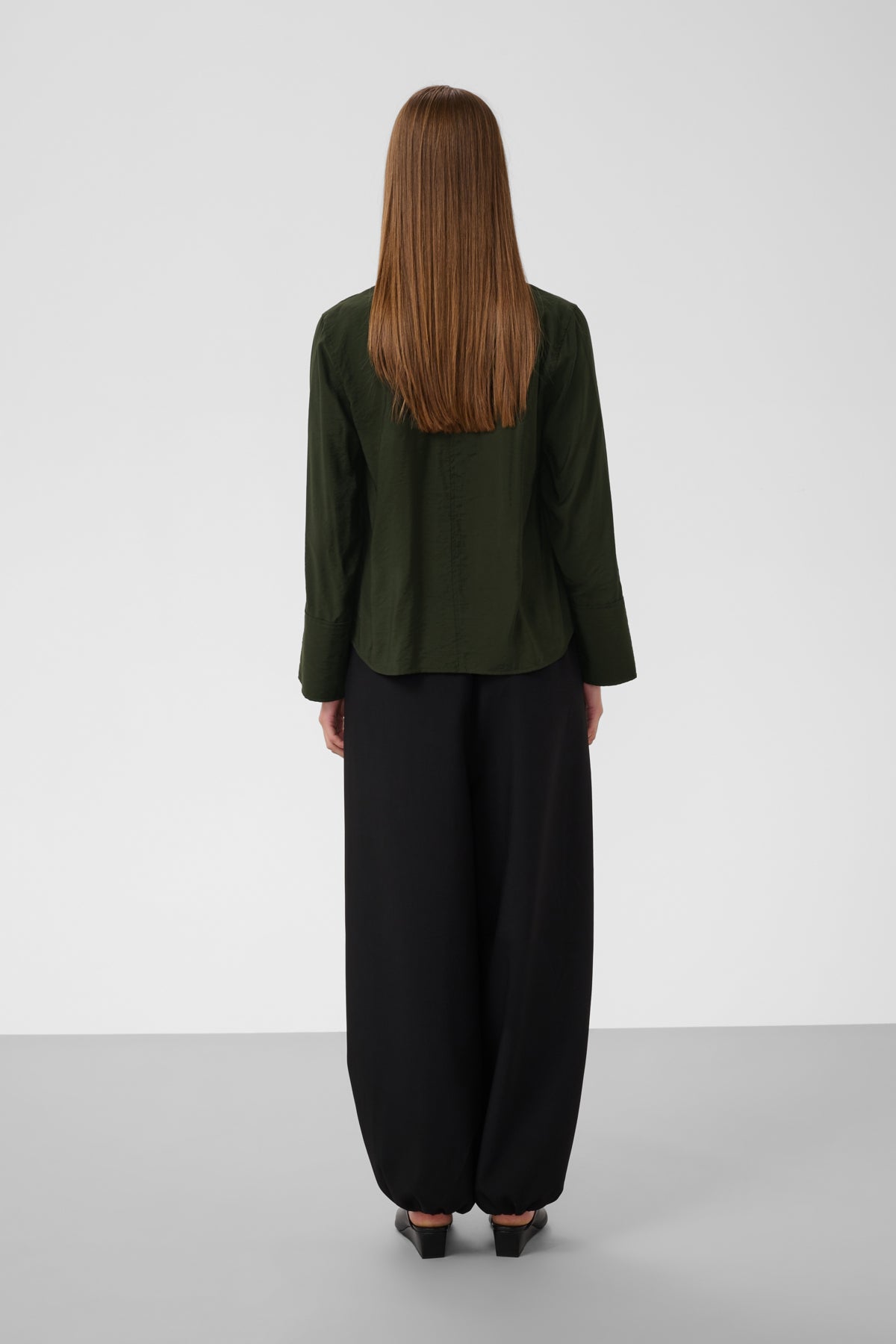 Soaked In Luxury- Leodora Merapi V-Neck Blouse in Rosin
