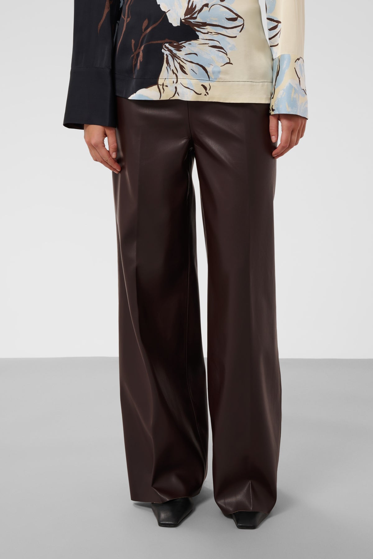 Soaked In Luxury- Kaylee Wide Trousers in Chocolate Torte