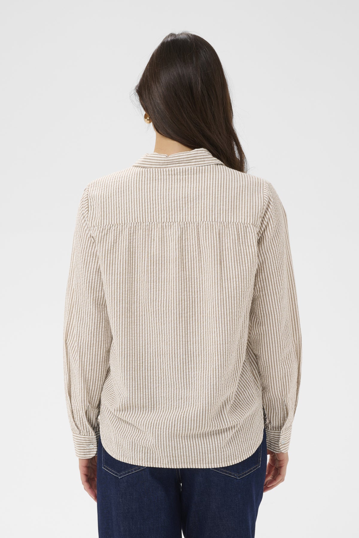Saint Tropez- Elmiko Striped Blouse in Toasted Coconut