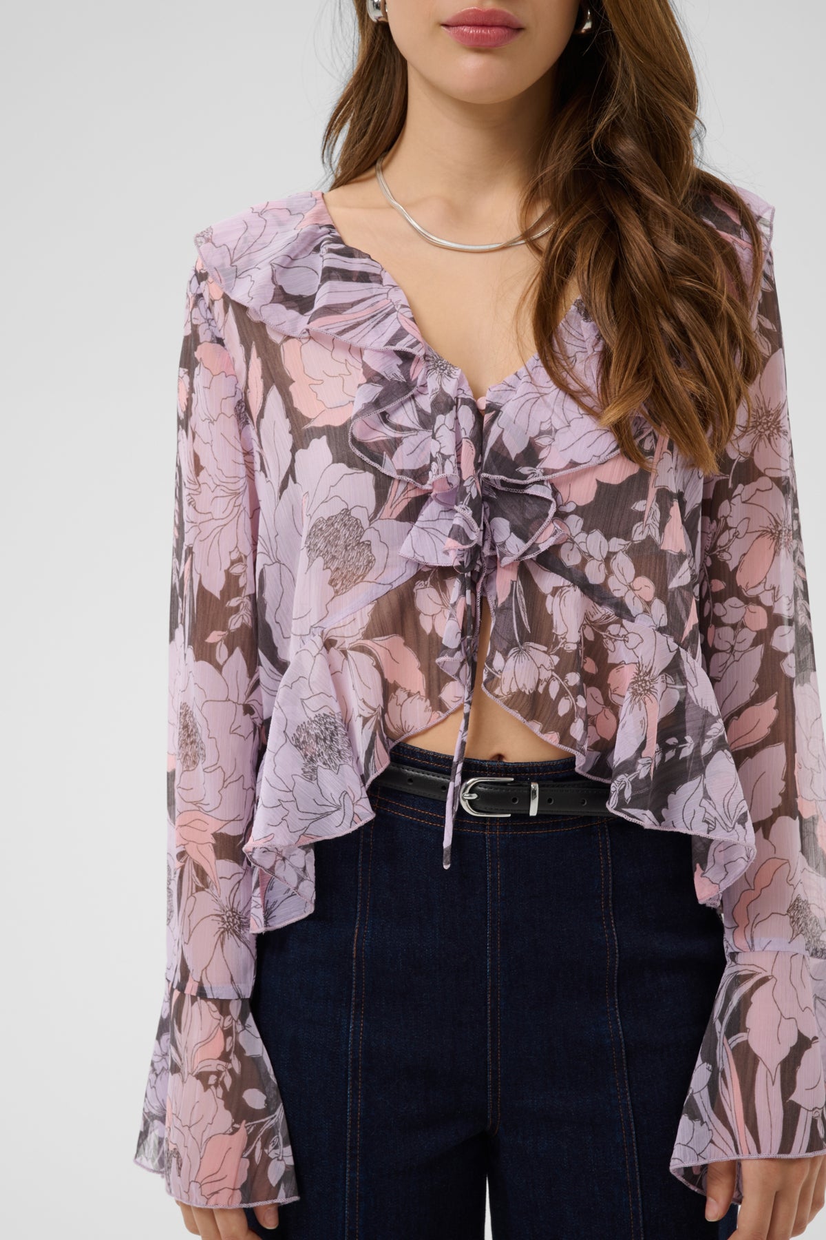 Saint Tropez- Solange Blouse in Misty Lilac Garden