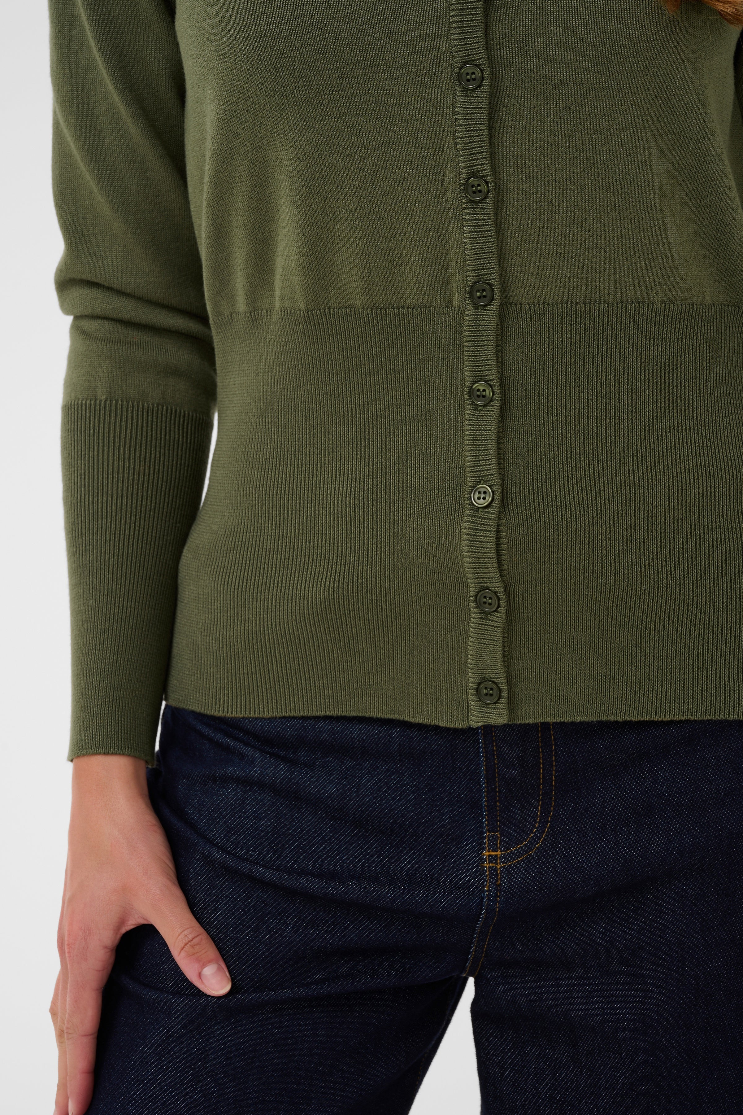 Saint Tropez- Mila V-Neck Slim Cardigan in Four Leaf Clover