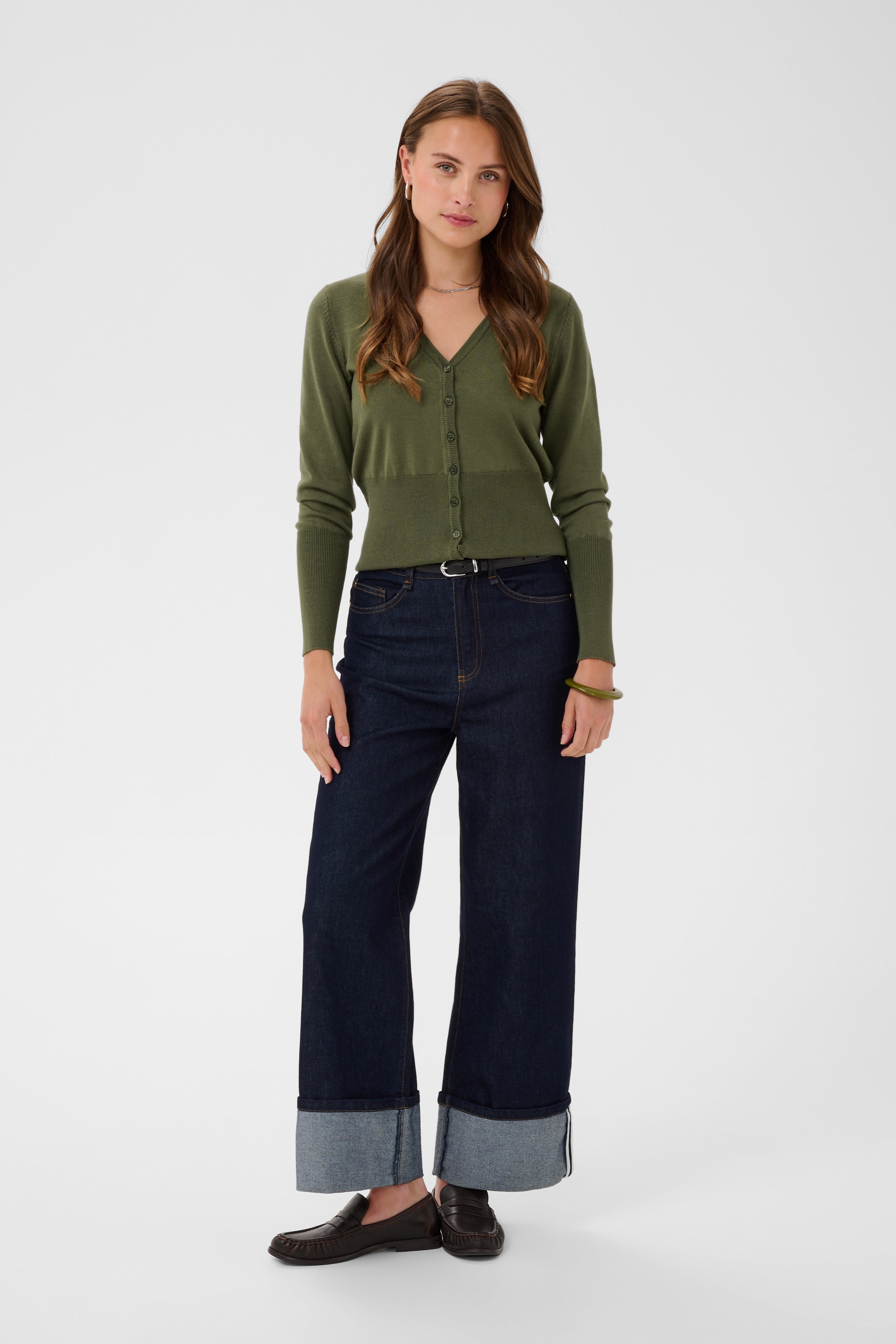 Saint Tropez- Mila V-Neck Slim Cardigan in Four Leaf Clover