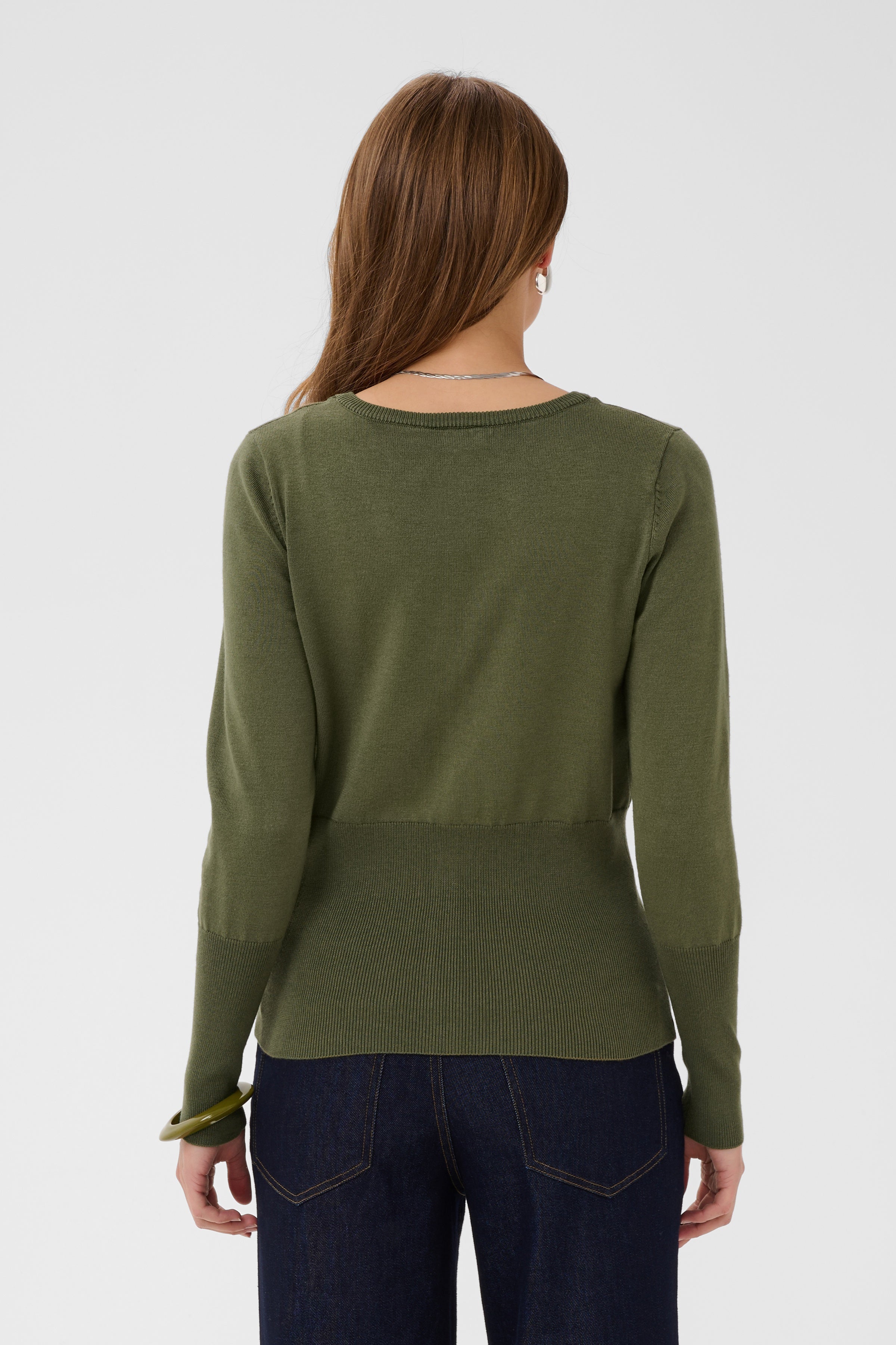 Saint Tropez- Mila V-Neck Slim Cardigan in Four Leaf Clover