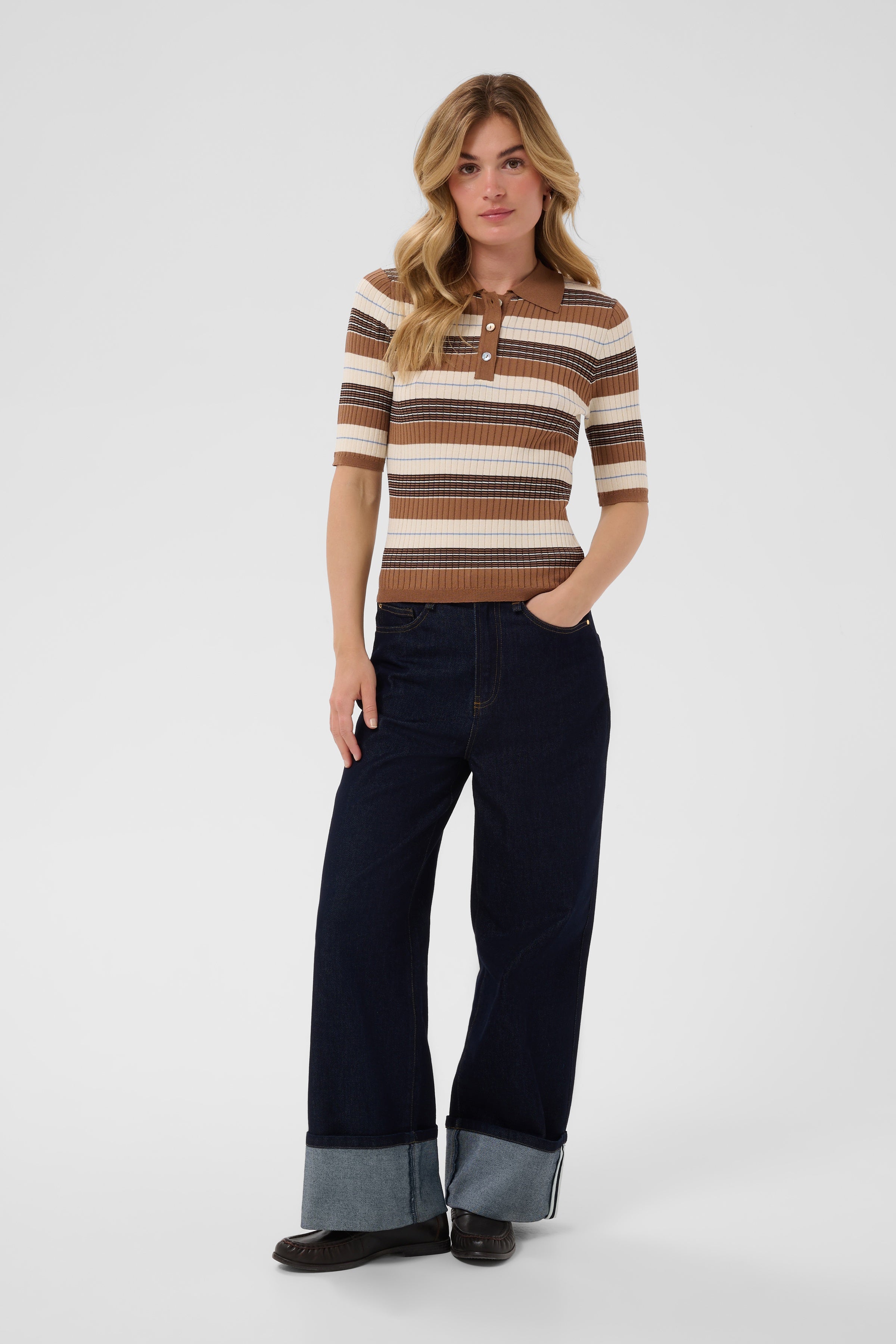 Saint Tropez- Tristiana Polo Pullover in Toasted Coconut