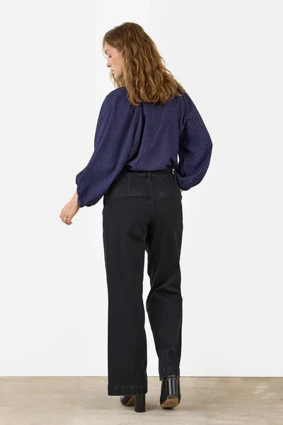 B. Copenhagen- Printed Long Sleeve Blouse in Blue