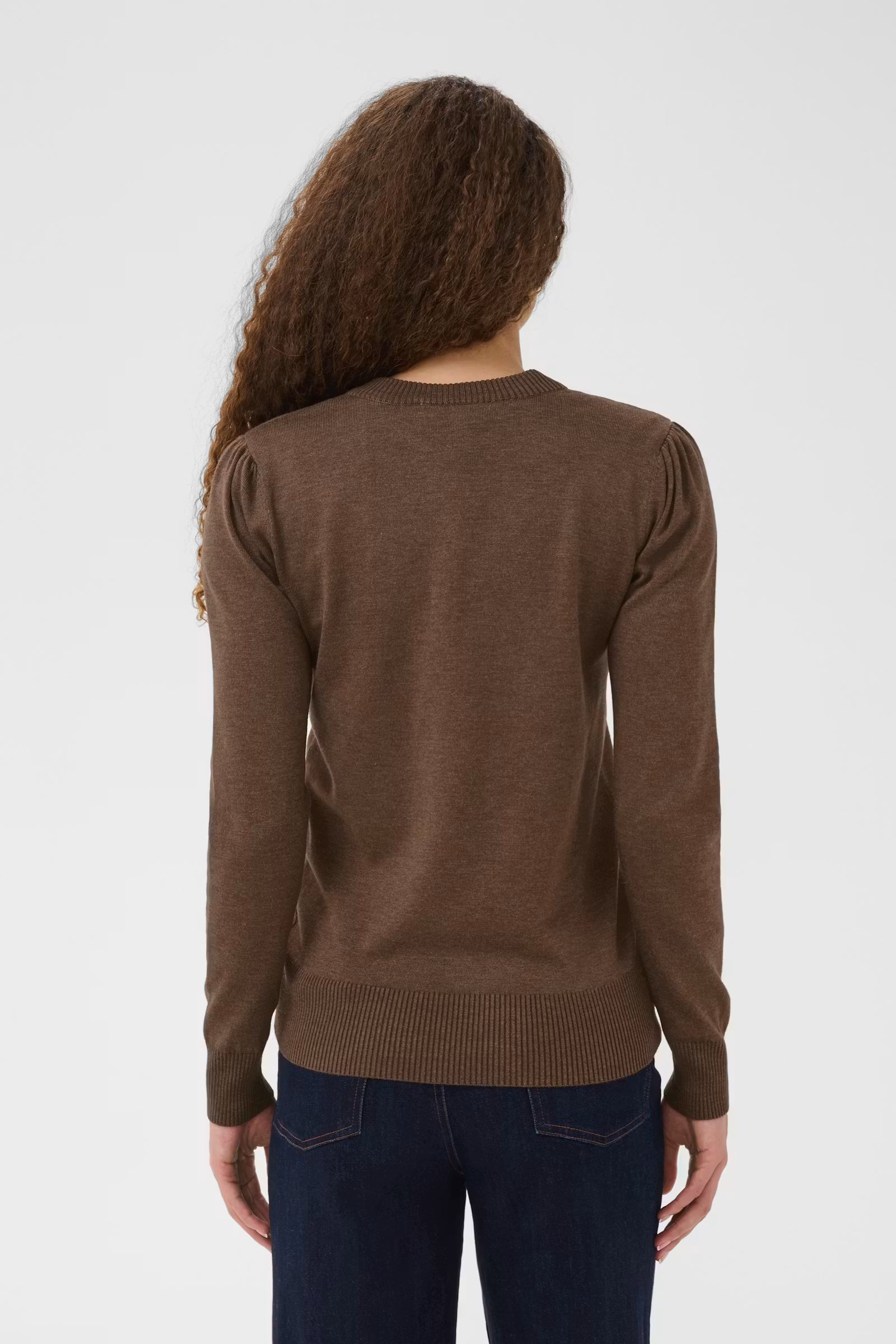 Saint Tropez- Mila Long Sleeve Sweater in Fondue Fudge Melange