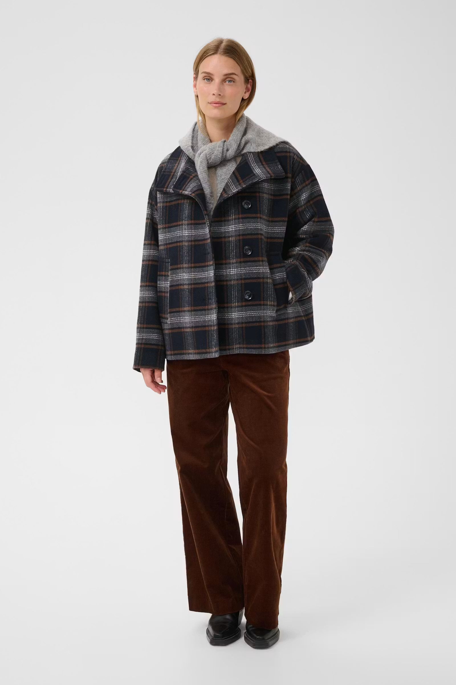Part Two- Celly Coat in Dark Navy Check