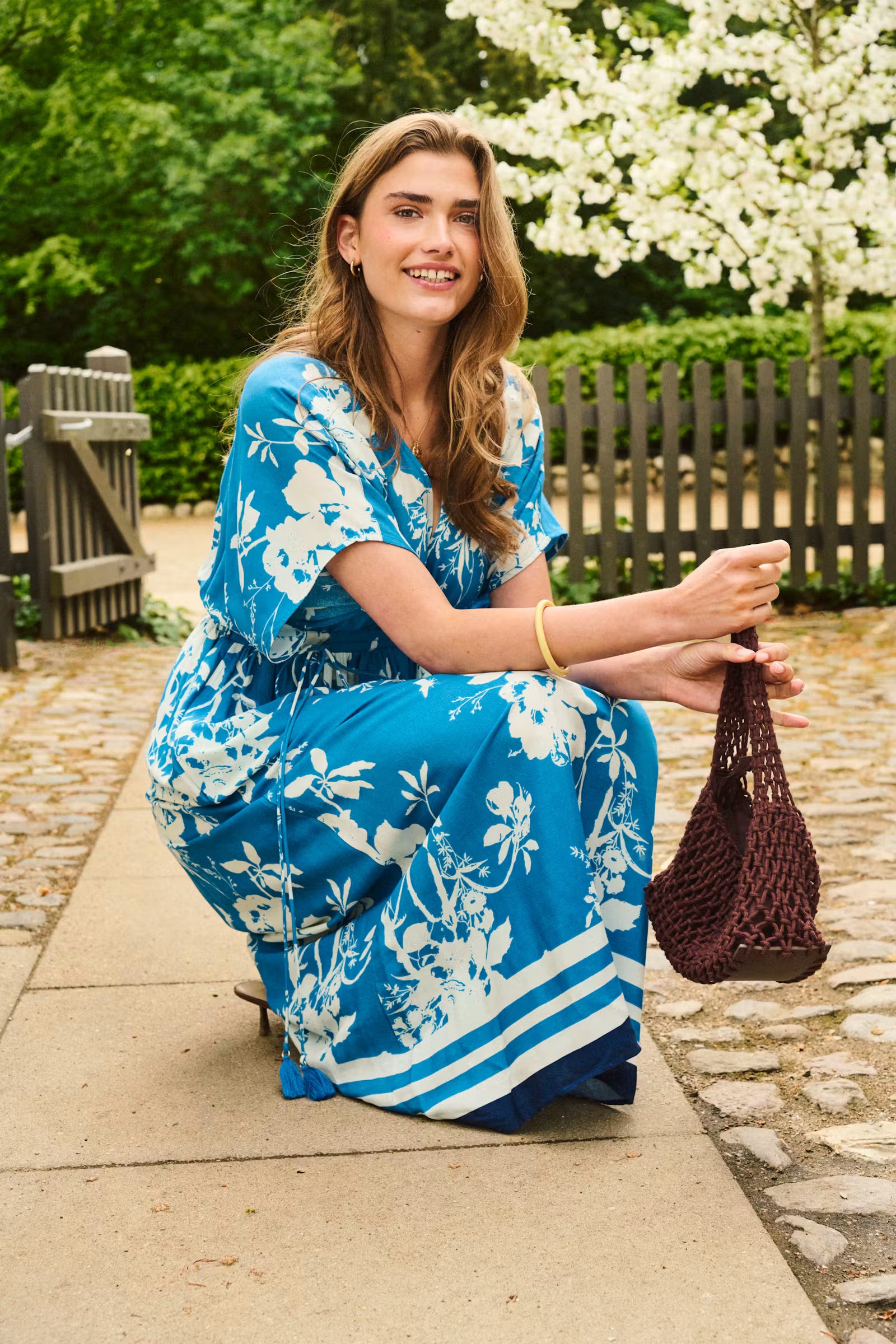 Saint Tropez- Rasheda Dress in Vallarta Blue Flower Bouquet