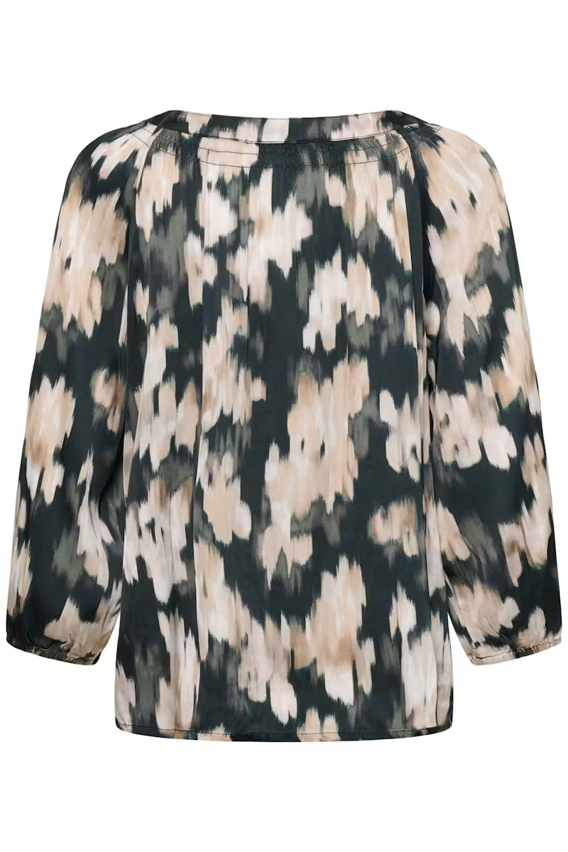 Part Two- Catin Blouse in Green Blurred Flower