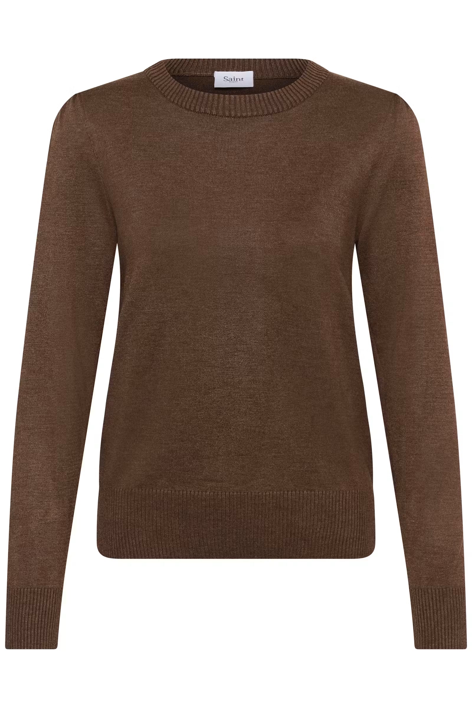 Saint Tropez- Mila Long Sleeve Sweater in Fondue Fudge Melange