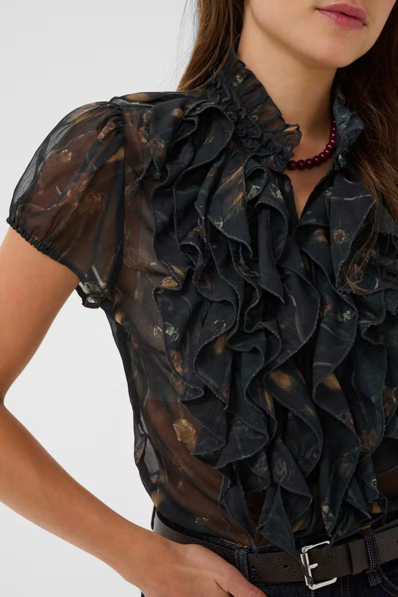 Saint Tropez- Lilja Blouse in Black Washed Dandelions