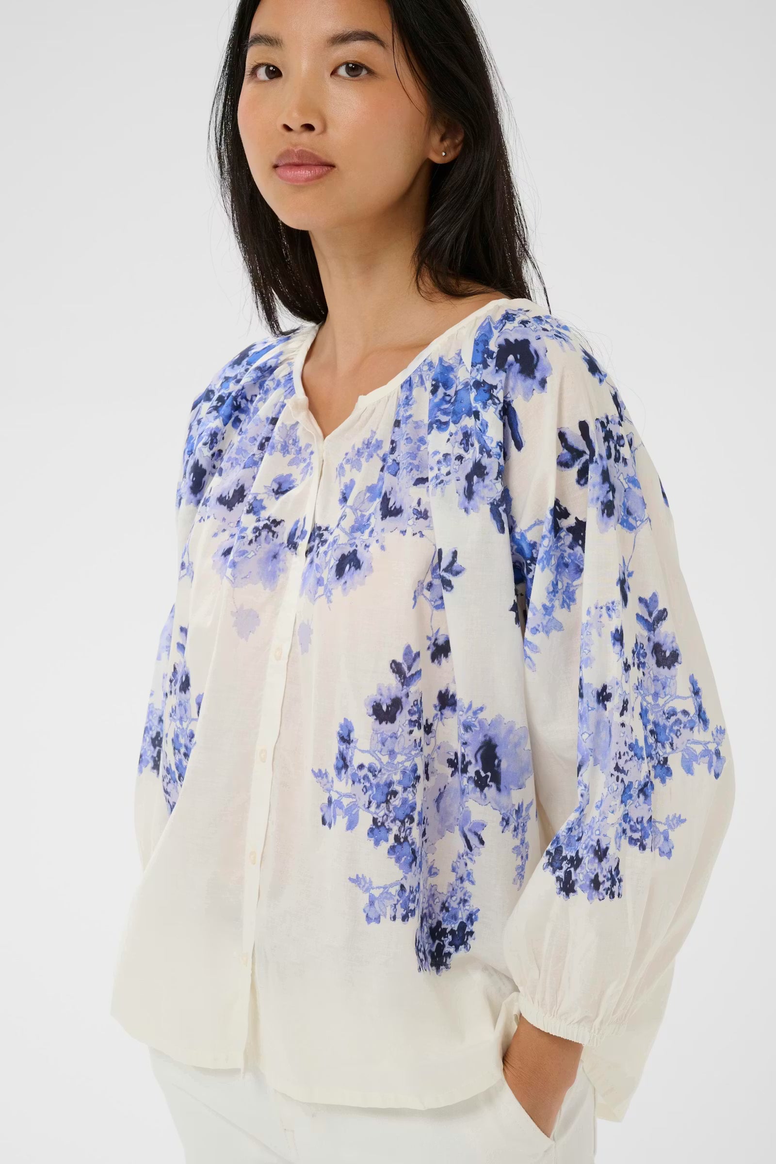 Part two- Alexi Blouse in Blue Shadow Flower Print