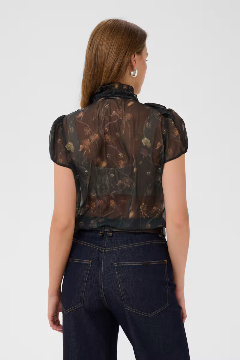 Saint Tropez- Lilja Blouse in Black Washed Dandelions