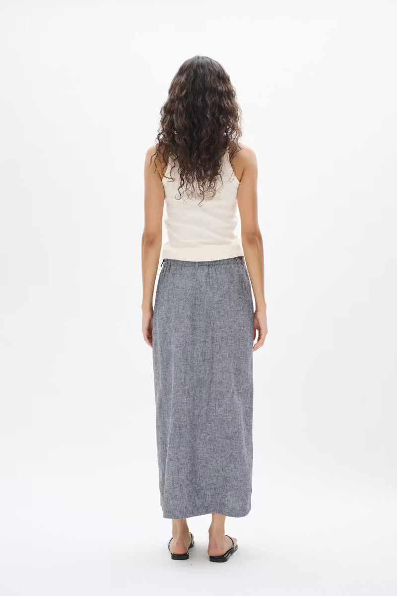 InWear- Rimone Linen Skirt in Marine Blue Melange
