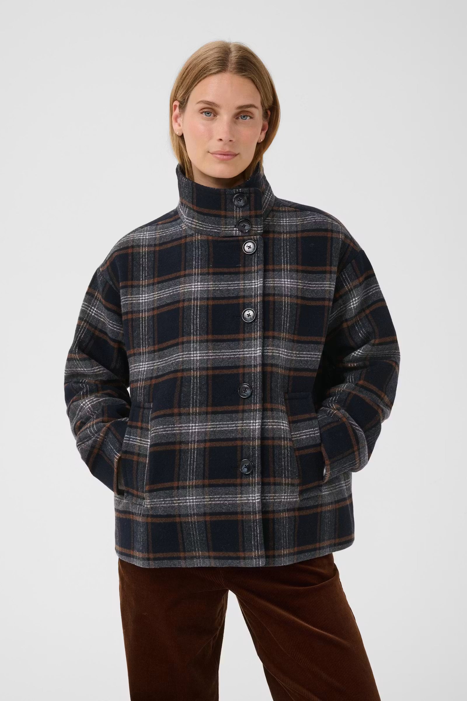 Part Two- Celly Coat in Dark Navy Check