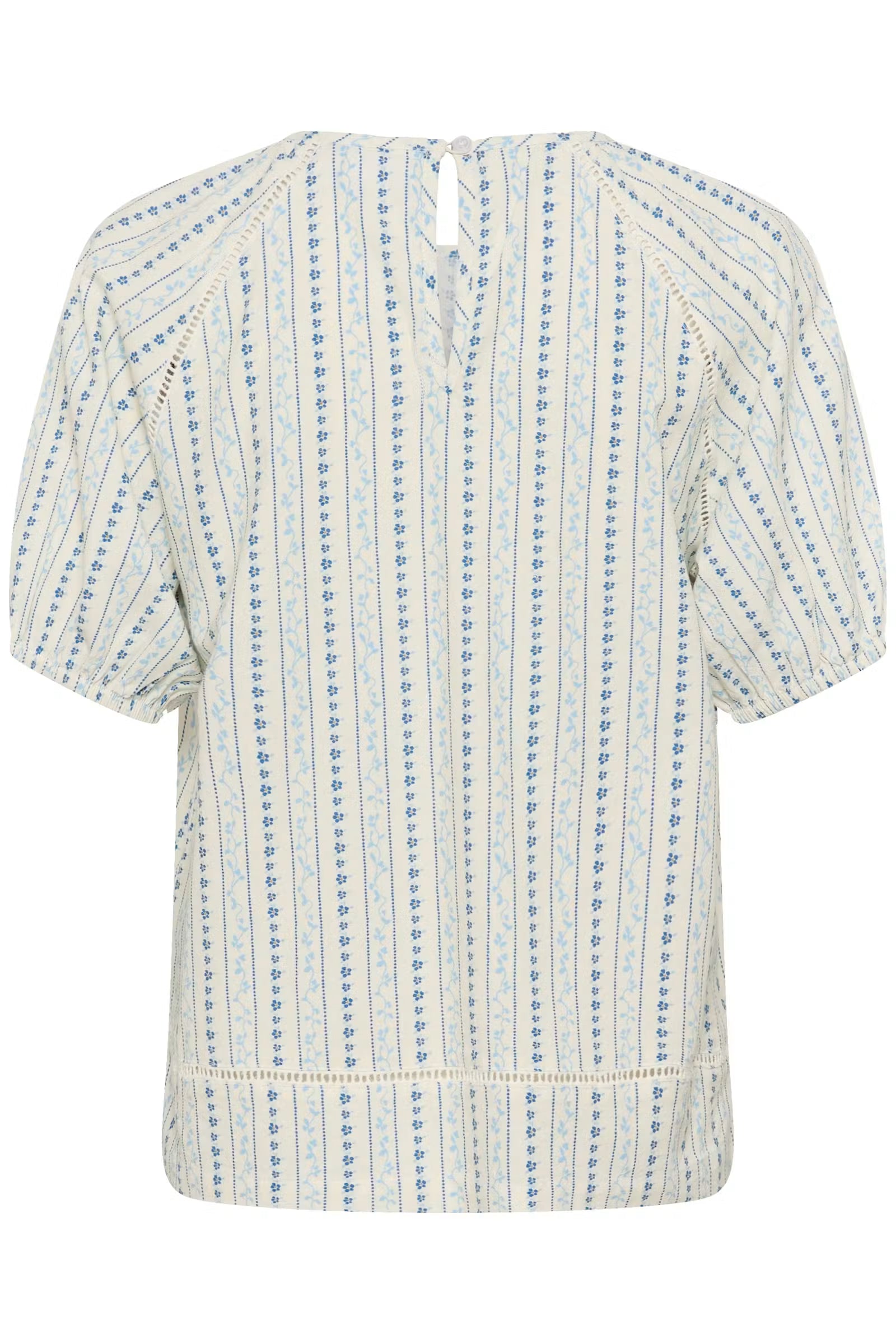 Saint Tropez- Raja Blouse in Ice Vallarta Flower Stripes