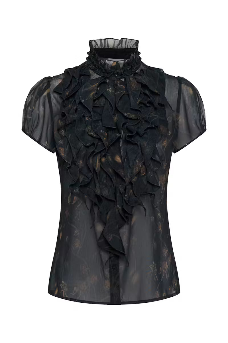 Saint Tropez- Lilja Blouse in Black Washed Dandelions