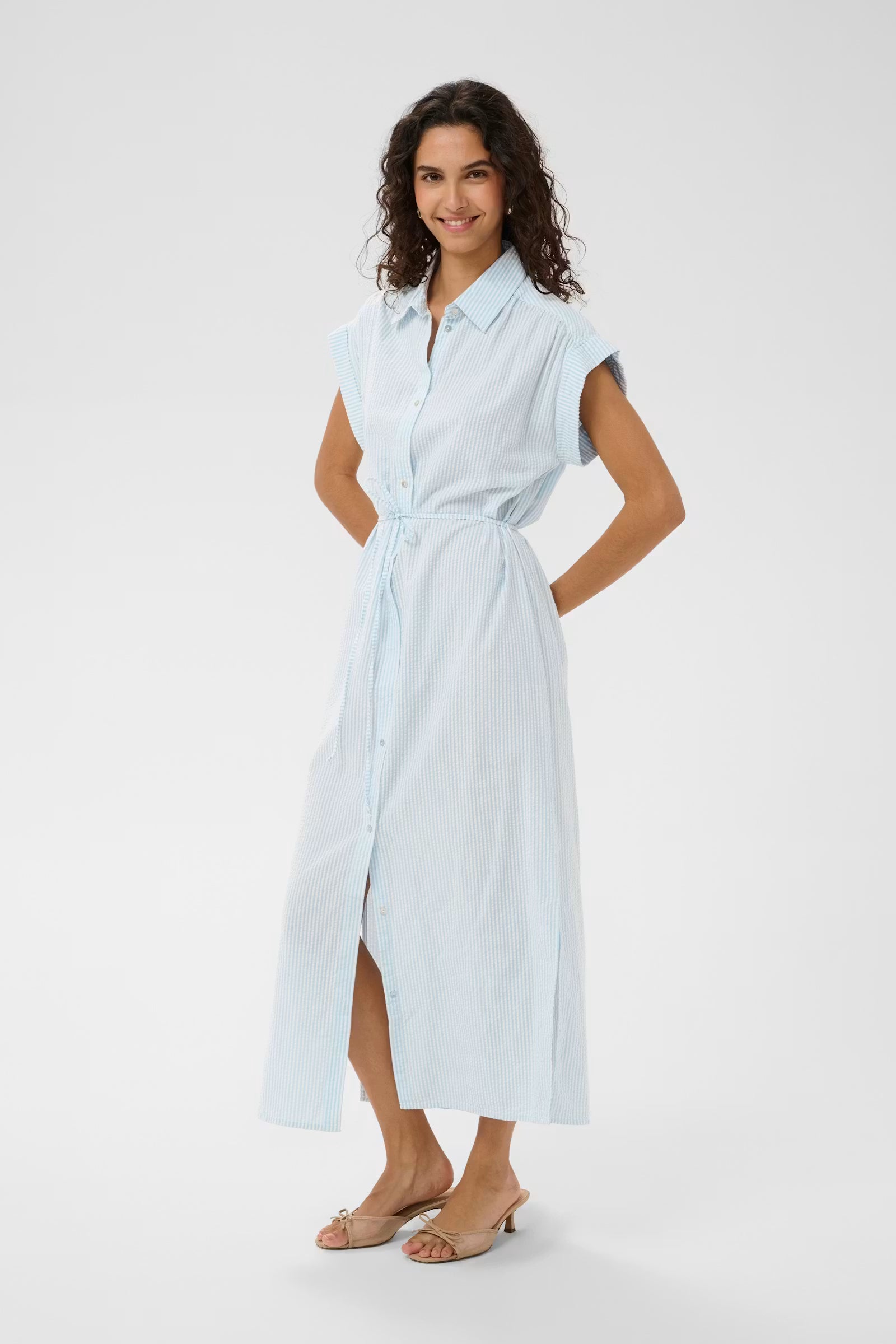 Saint Tropez- Elmiko Dress in Cerulean Ice Stripe