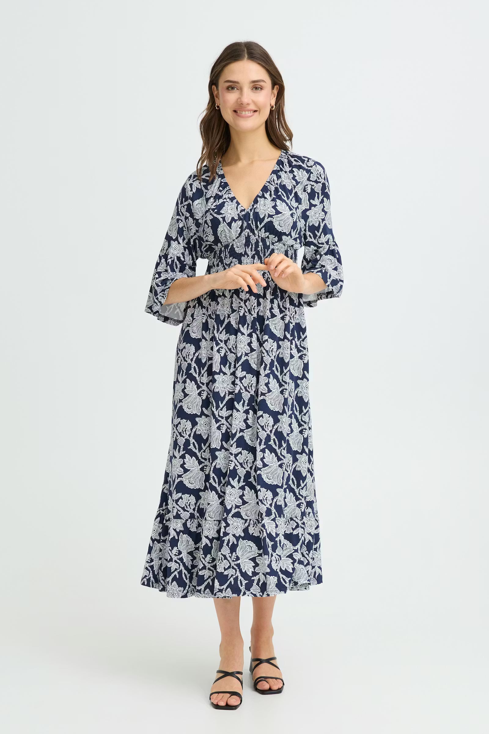 Fransa- Amy Dress in Bloom Navy