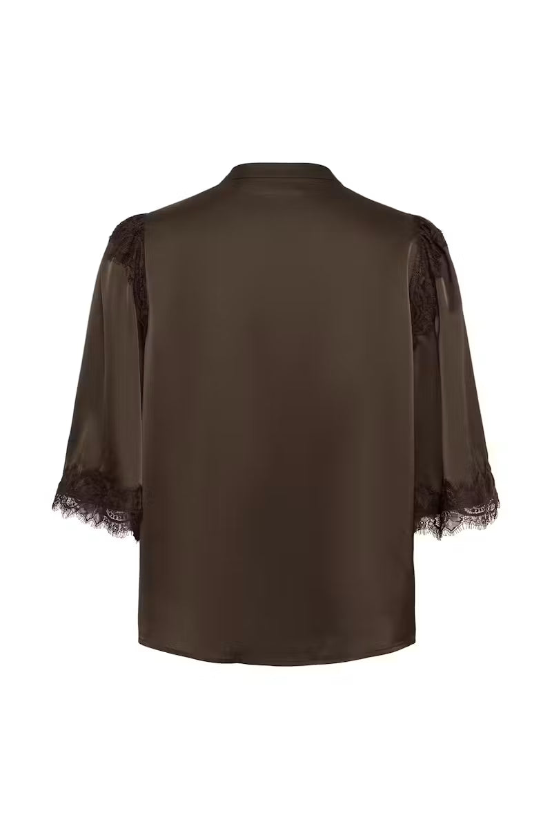Saint Tropez- Teagan Blouse in Chocolate Brown