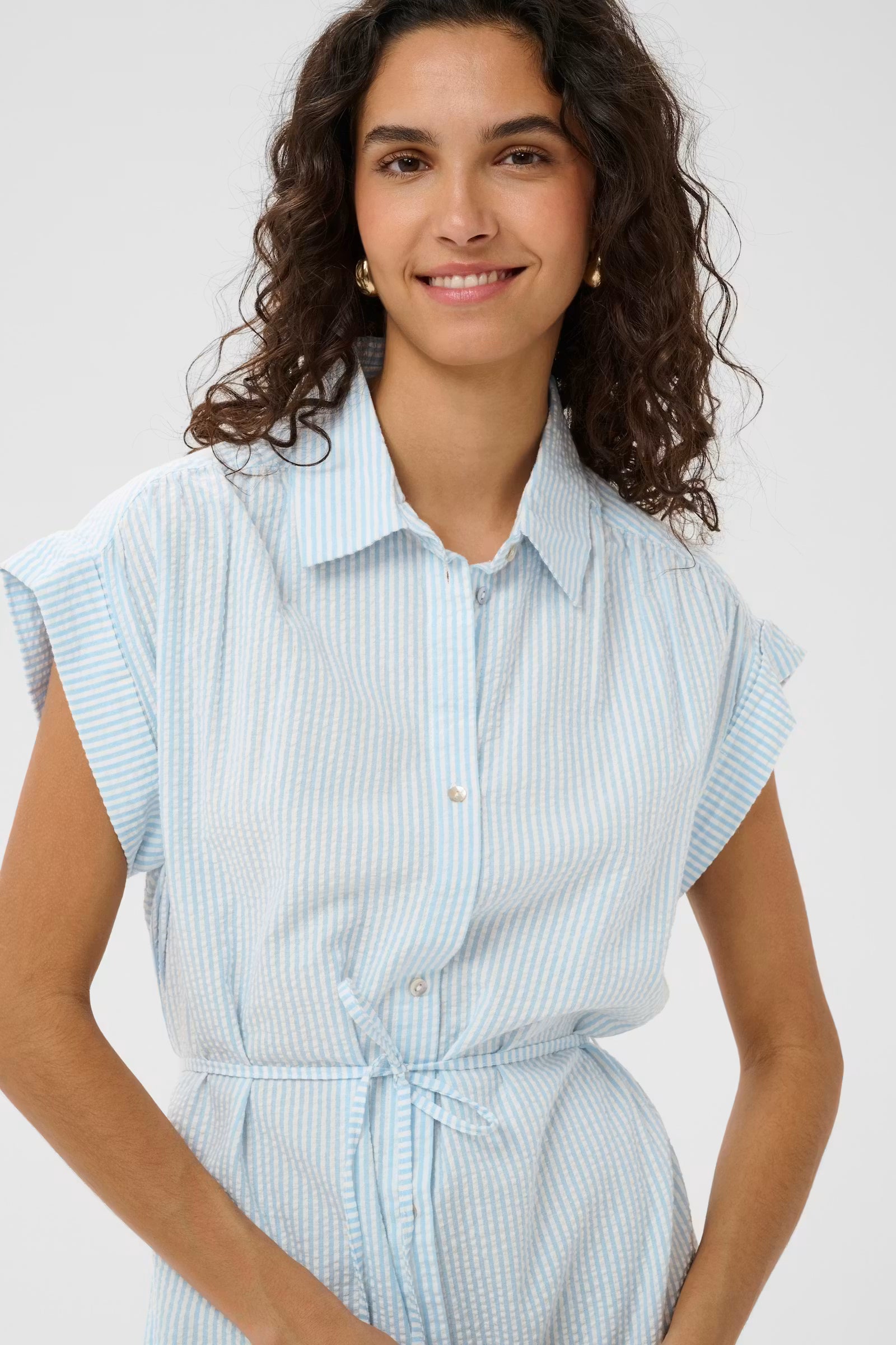 Saint Tropez- Elmiko Dress in Cerulean Ice Stripe