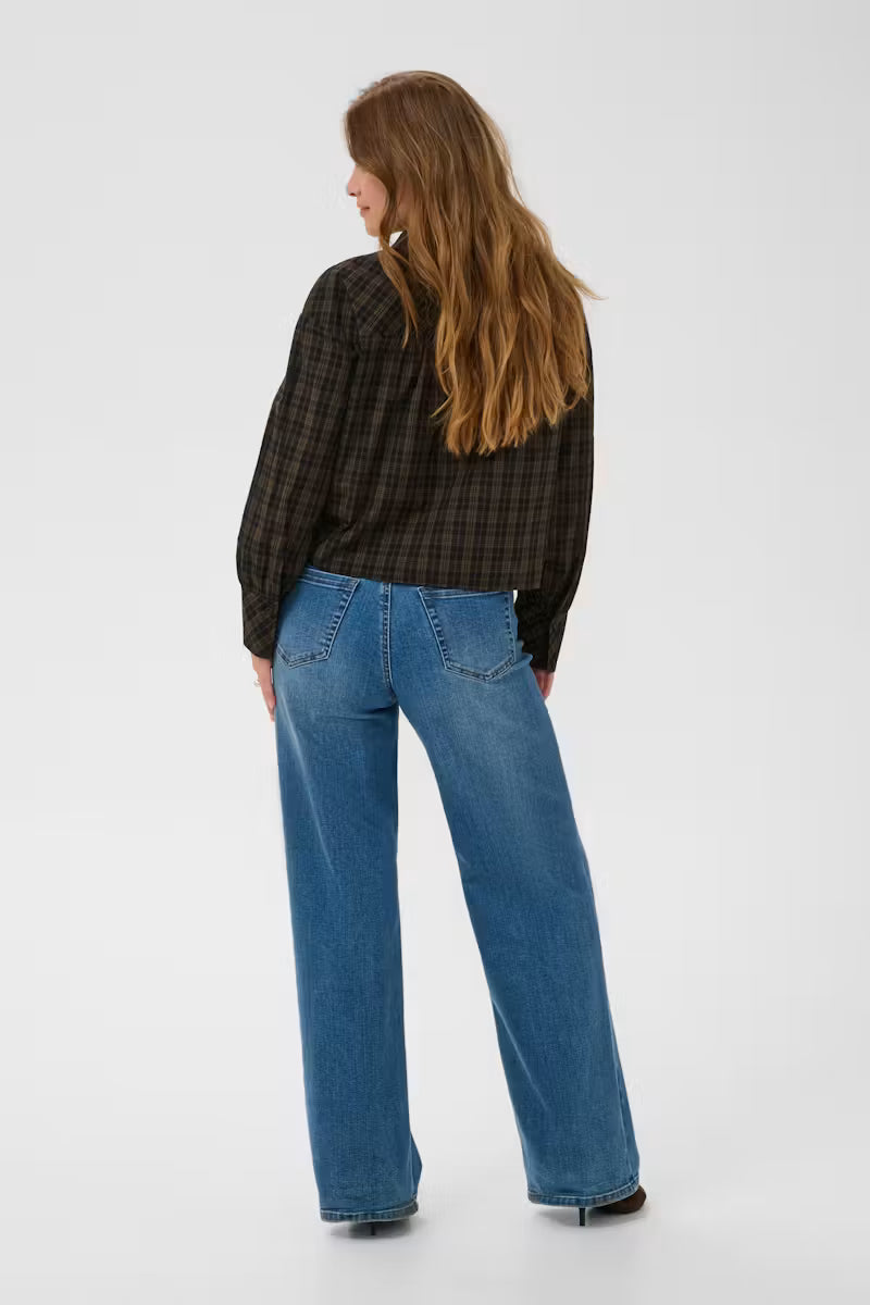 Kaffe- Helie Check Blouse in Black Brown Check
