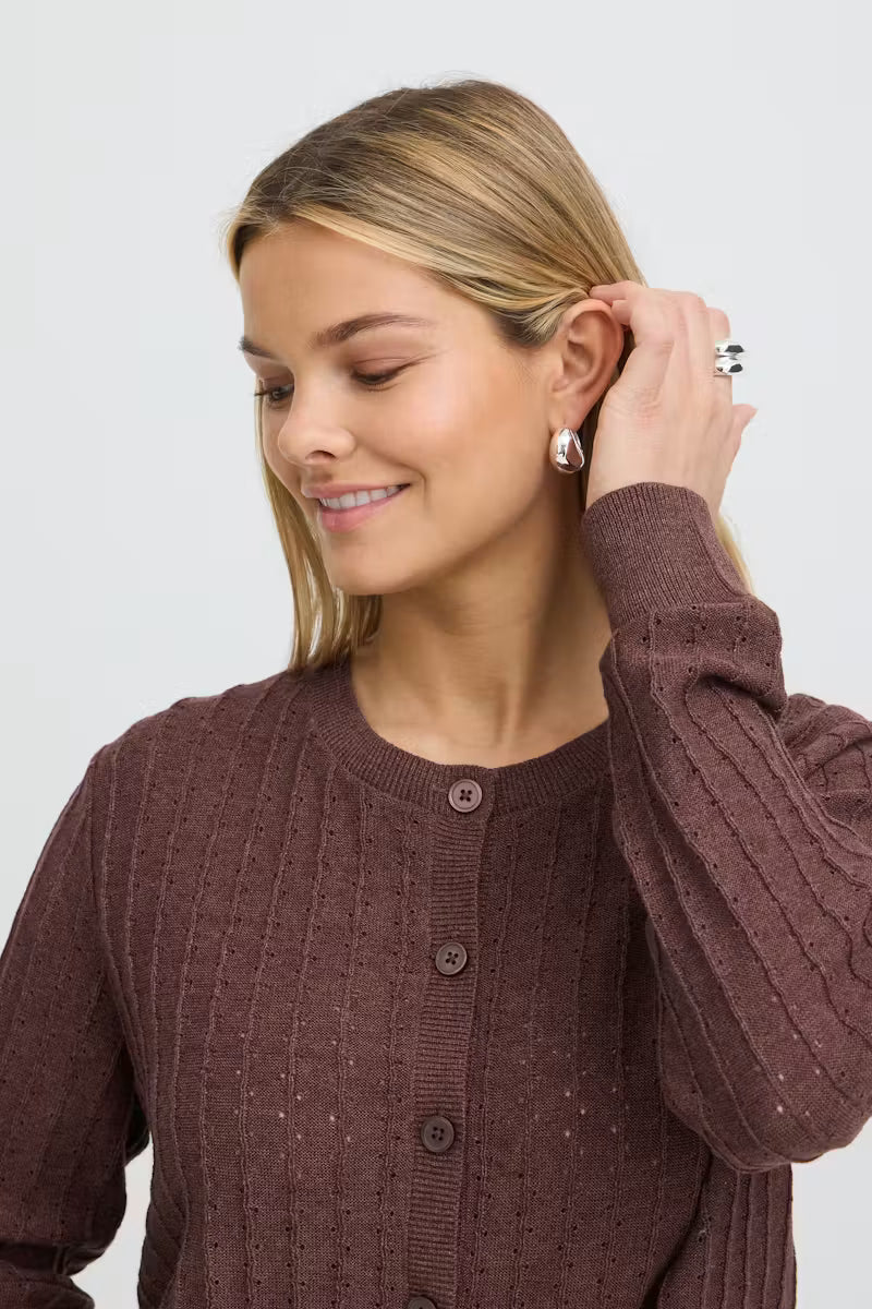 Fransa- Vanessa Cardigan in Rum Raisin Melange
