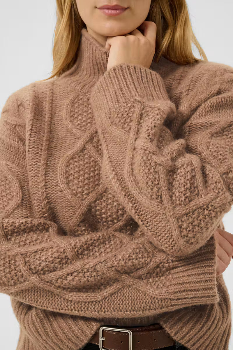Part Two- Channa Wool Sweater in Medium Brown Melange