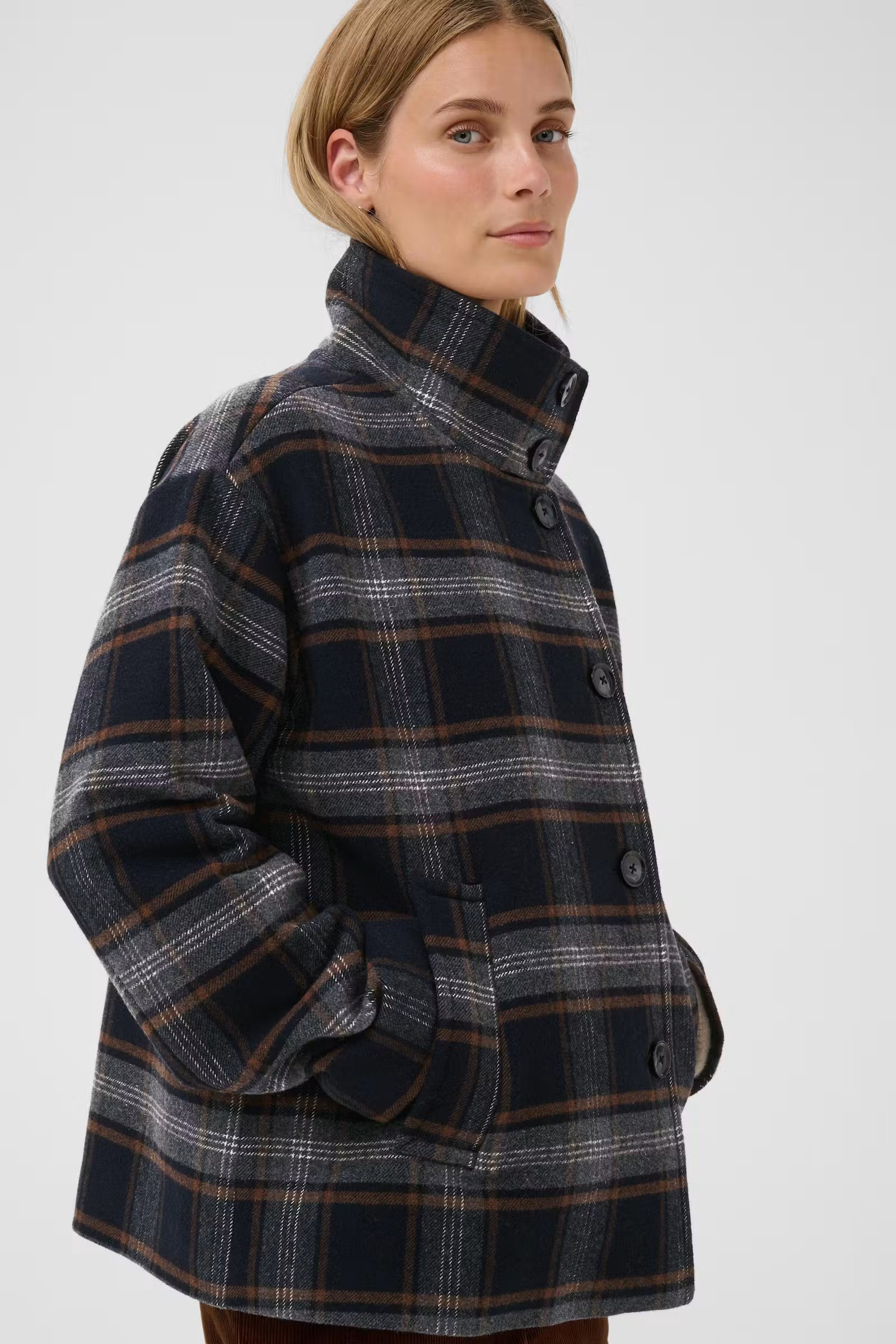 Part Two- Celly Coat in Dark Navy Check
