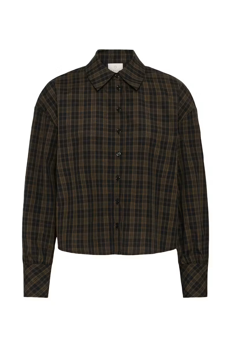 Kaffe- Helie Check Blouse in Black Brown Check