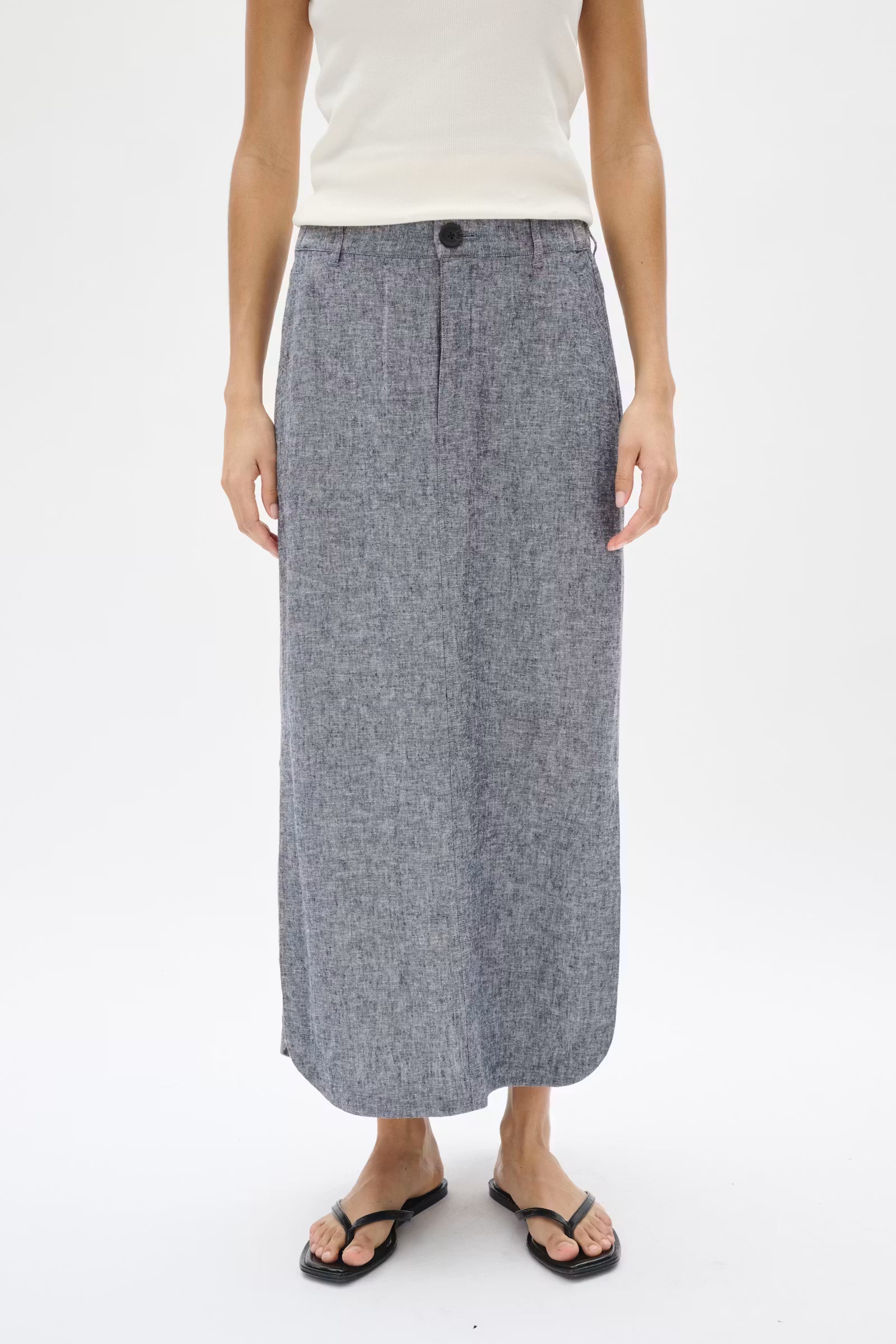 InWear- Rimone Linen Skirt in Marine Blue Melange