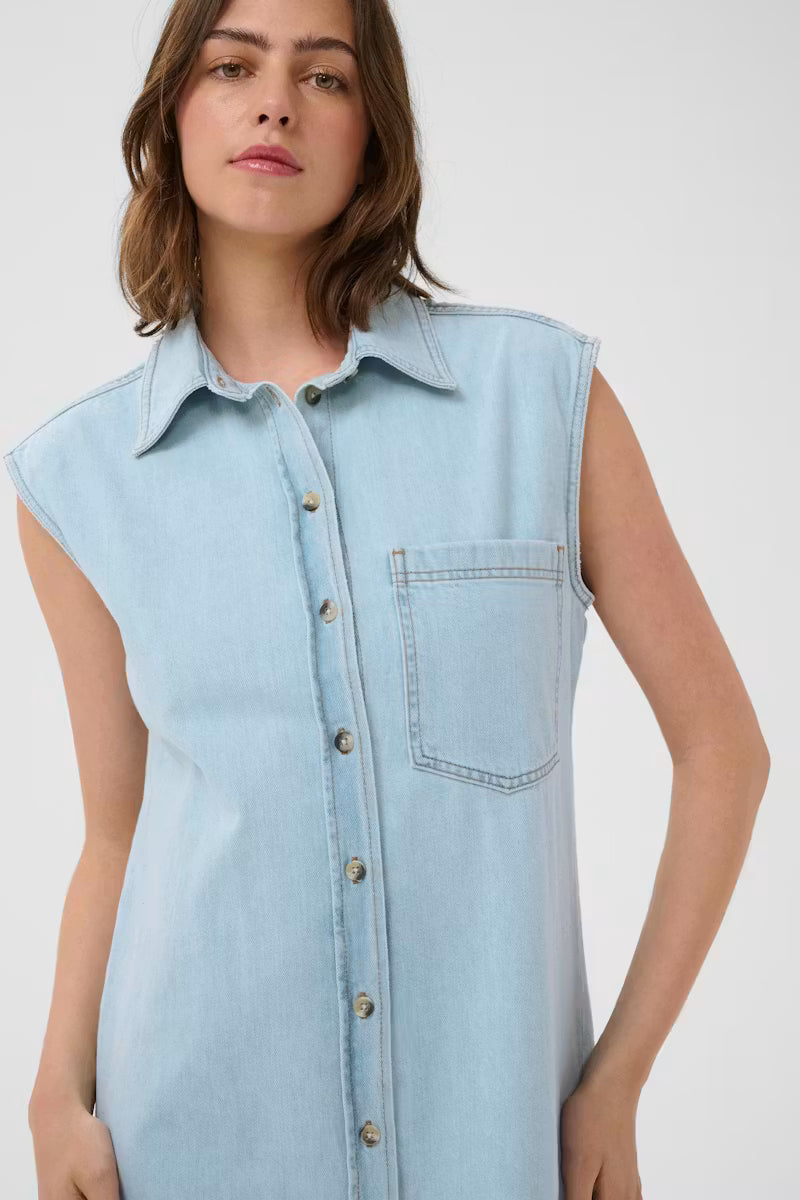 InWear- Elly Denim Dress in Bleached Blue Denim