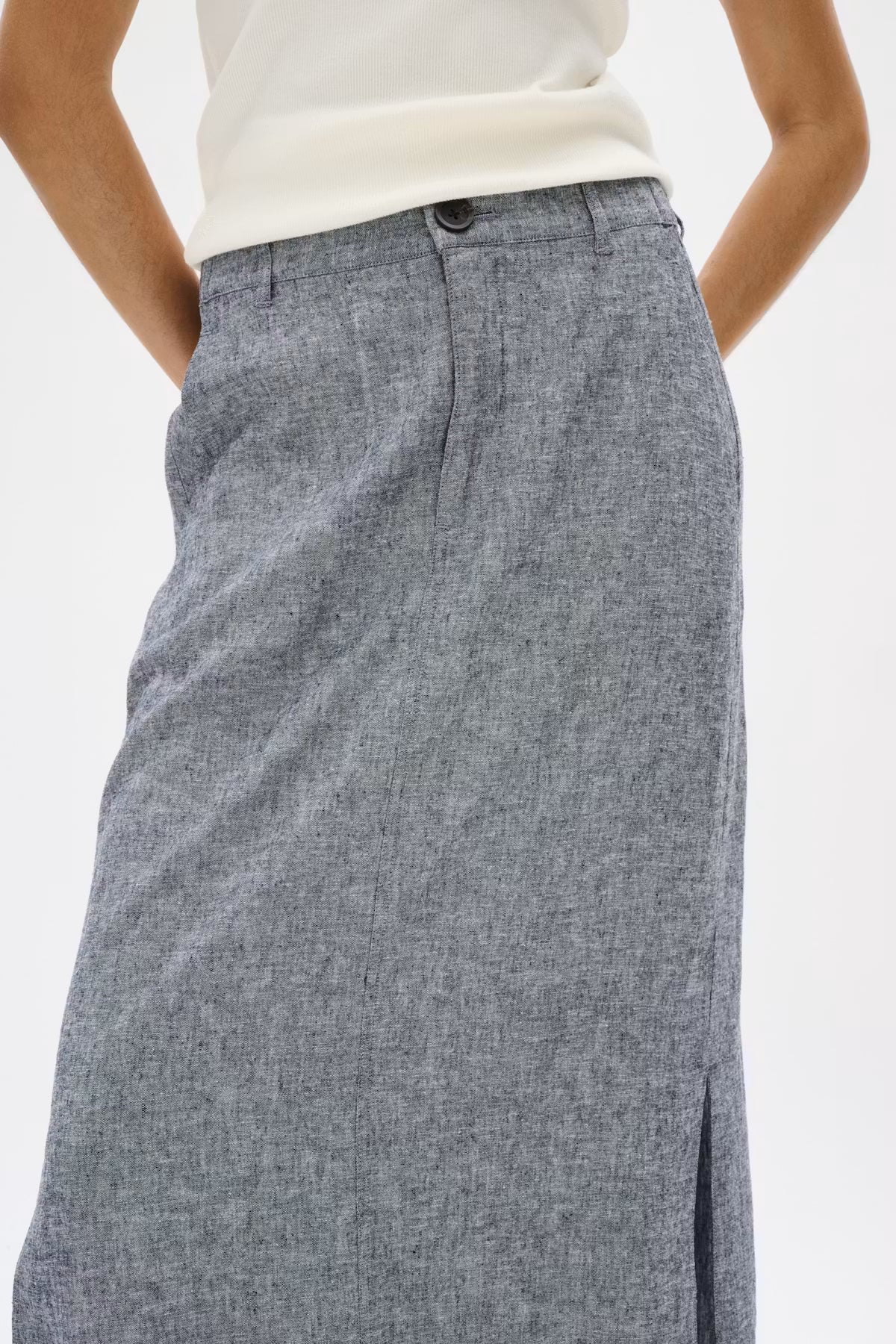 InWear- Rimone Linen Skirt in Marine Blue Melange